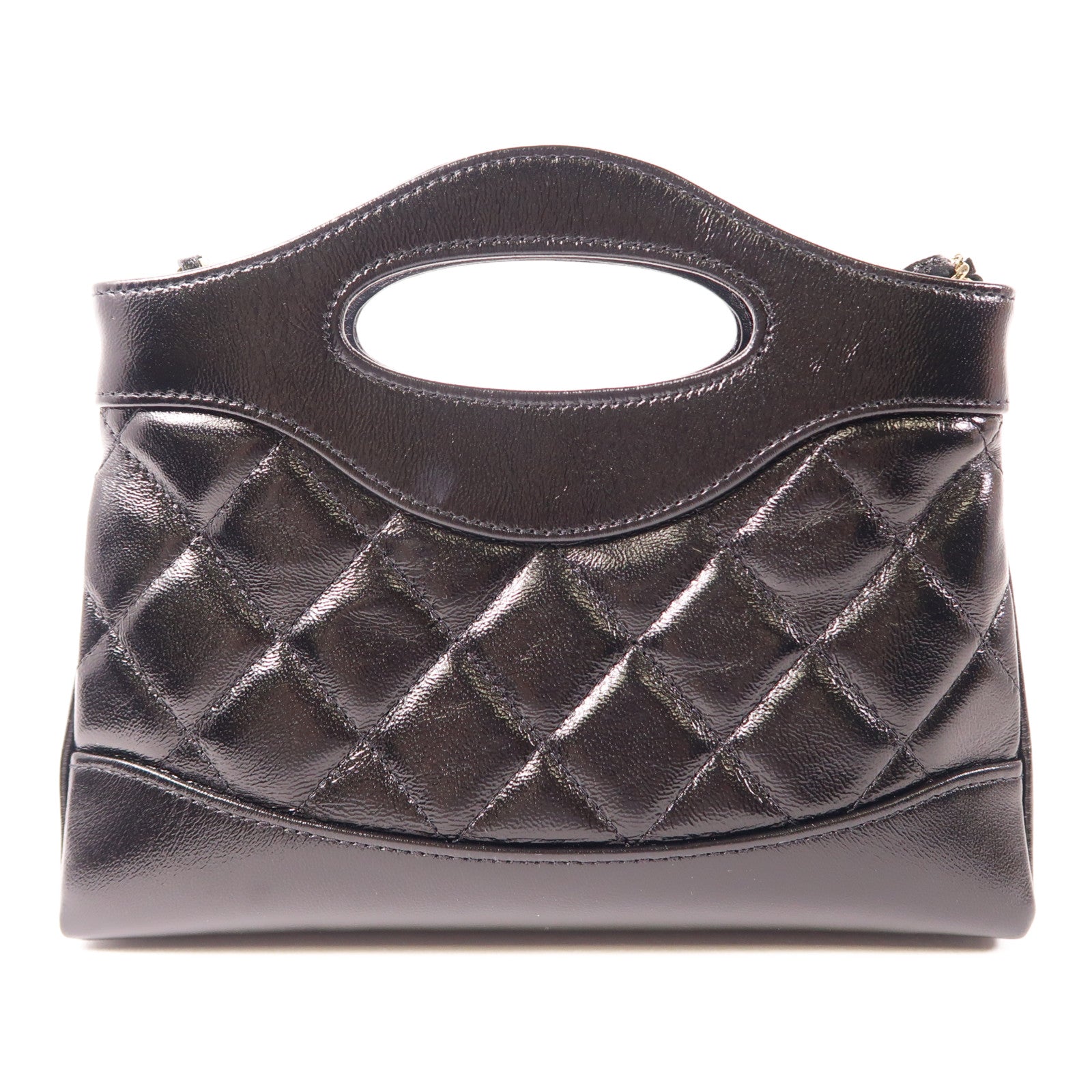 CHANEL 皮革Nano 31銀扣鏈帶肩背袋