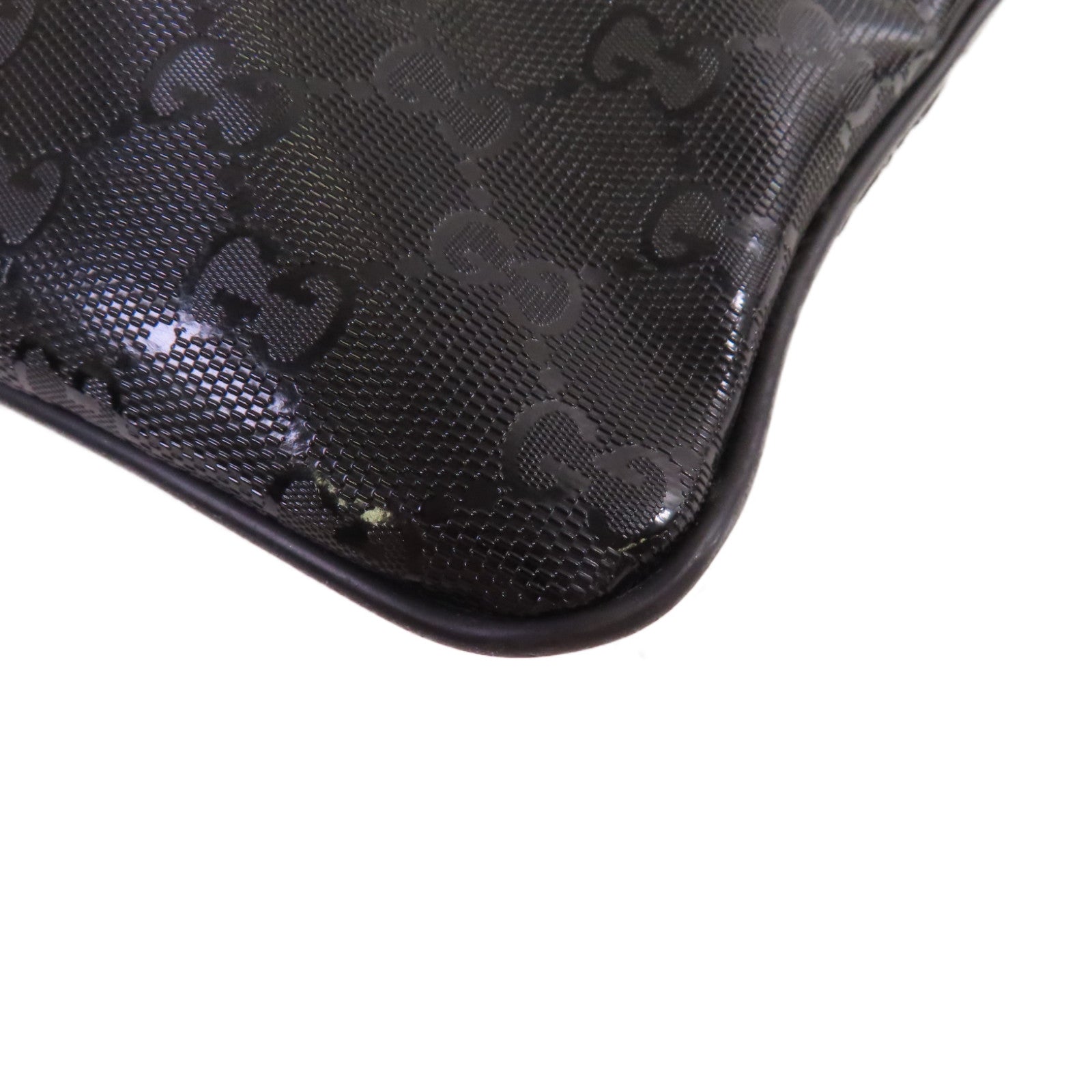 GUCCI 塗層帆布Diamante Shoulder Bag銀扣肩背袋黑色