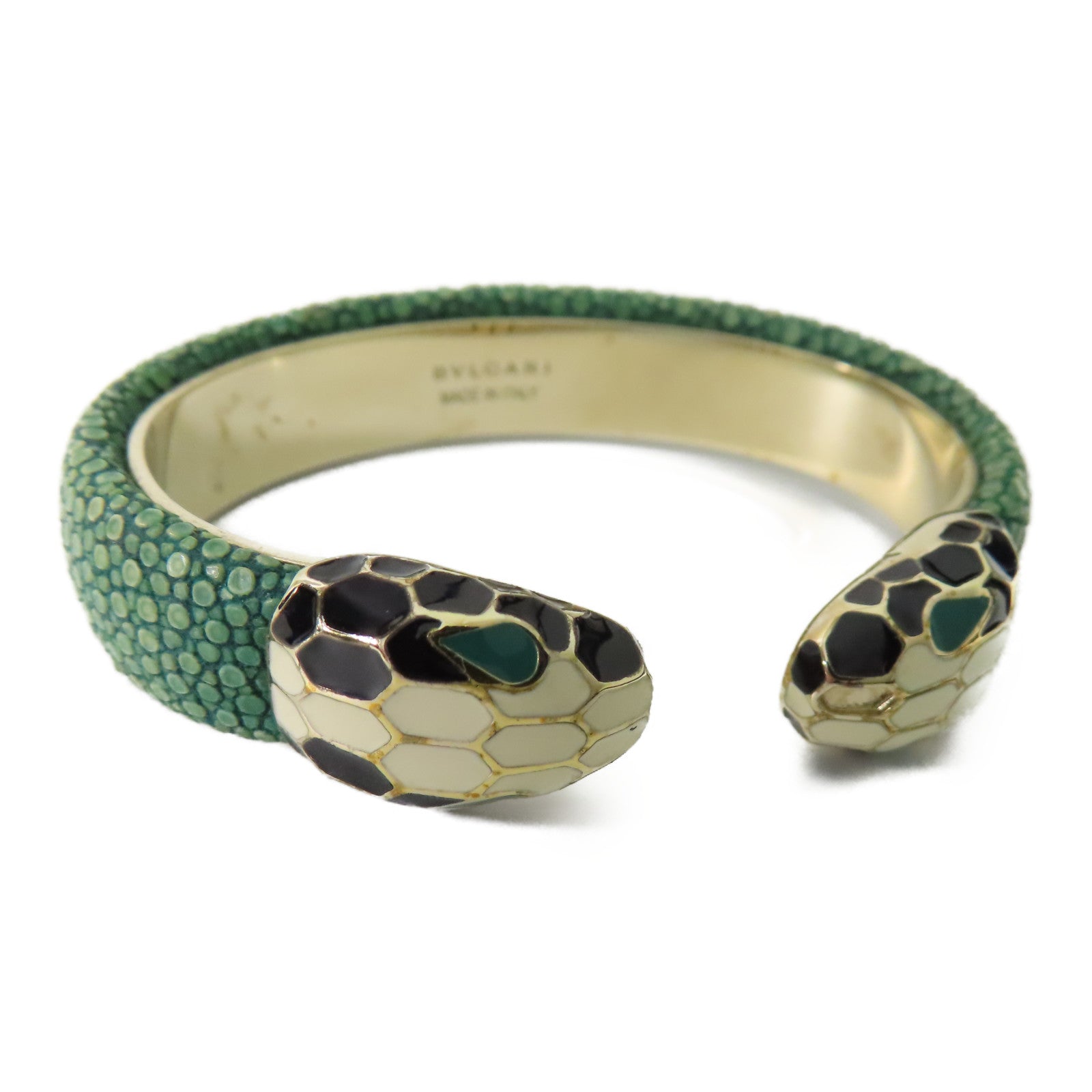 BVLGARI 皮革/琺瑯Serpenti Forever金扣手鐲