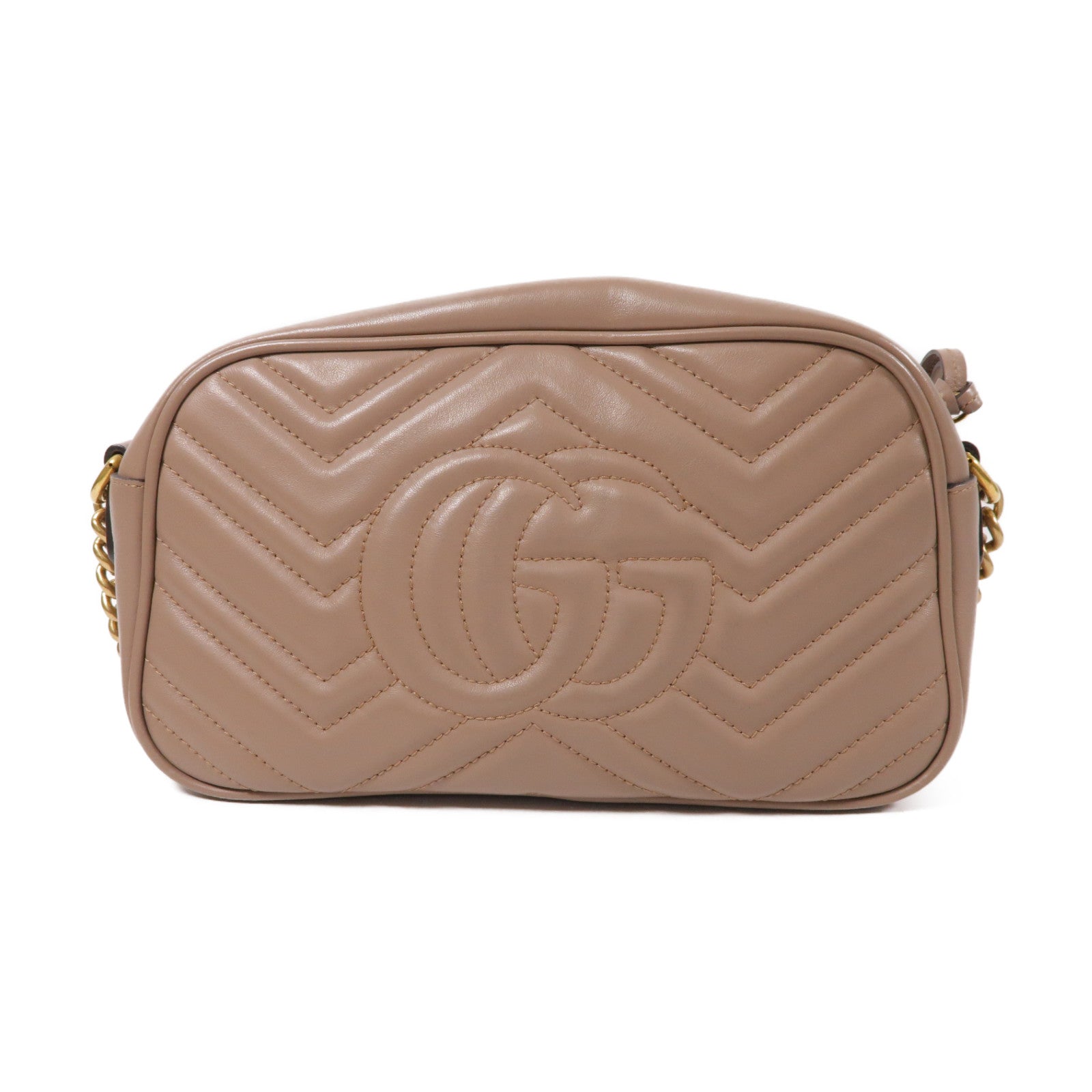 GUCCI 牛皮皮革GG Marmont Small金扣肩背袋啡色