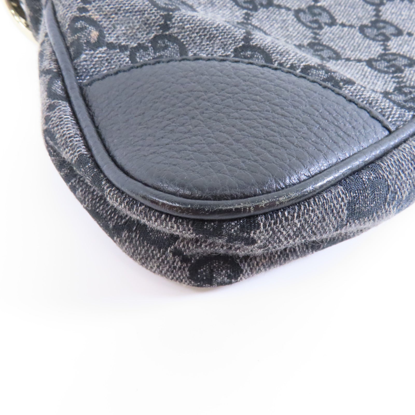 GUCCI 帆布Chain Shoulder Bag金扣鏈帶肩背袋深藍色