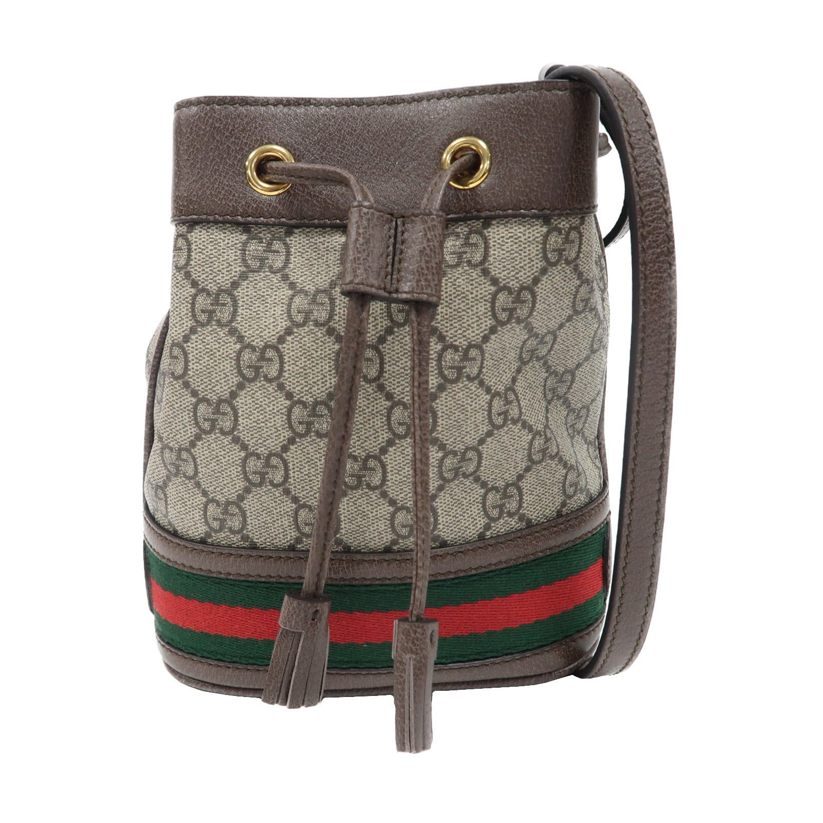 GUCCI 塗層帆布Ophidia GG Mini Bucket金扣肩背袋米色/烏木色