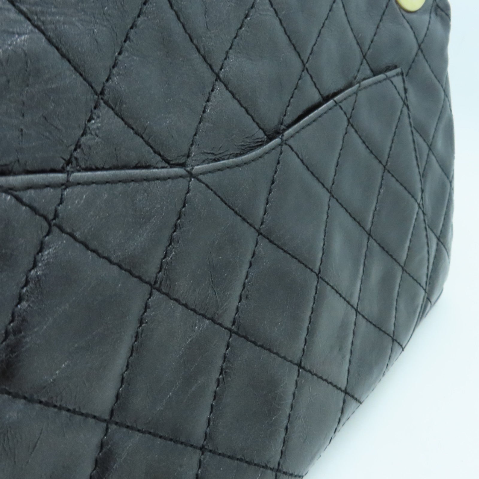 CHANEL 【清倉大減價】菱格牛皮皮革2.55金扣鏈帶肩背袋黑色