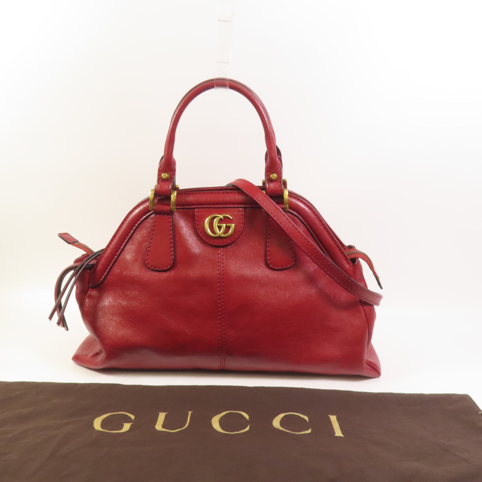 GUCCI 牛皮皮革Belle金扣手挽肩背兩用袋