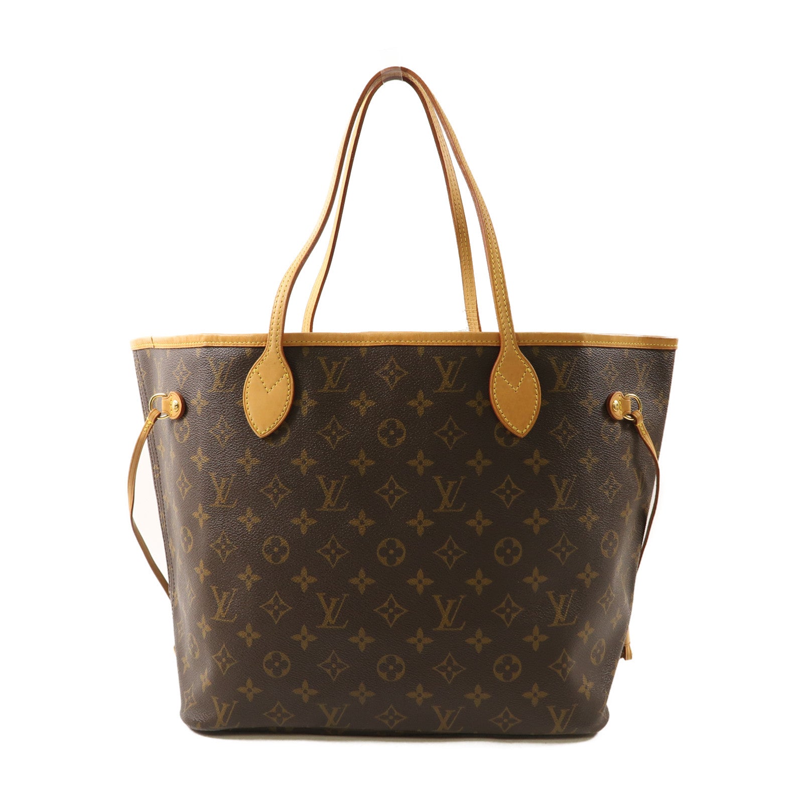 LOUIS VUITTON Monogram Neverfull MM金扣肩背袋棕色