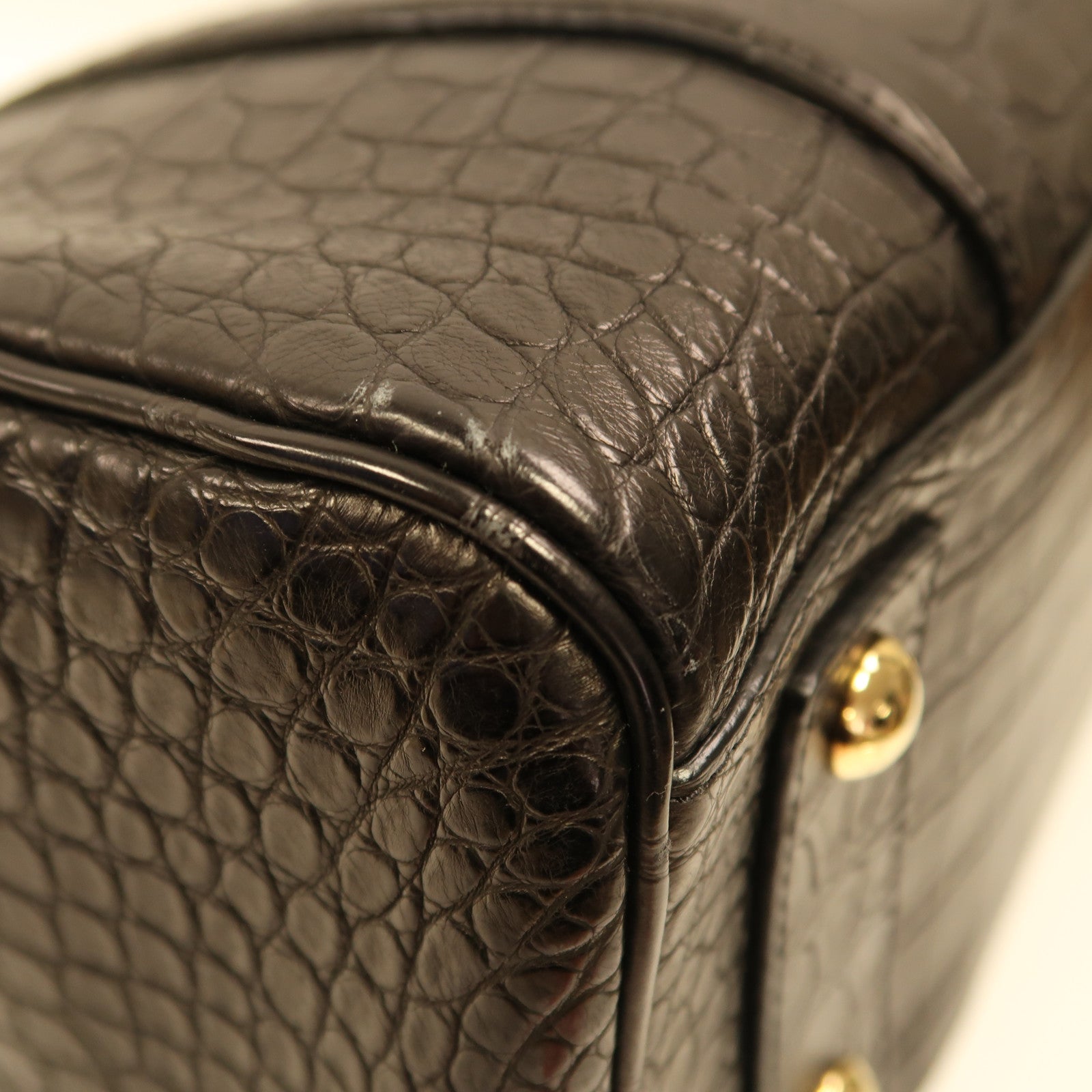 LOUIS VUITTON Alligator皮革Sofia Coppola PM金扣手挽肩背兩用袋黑色