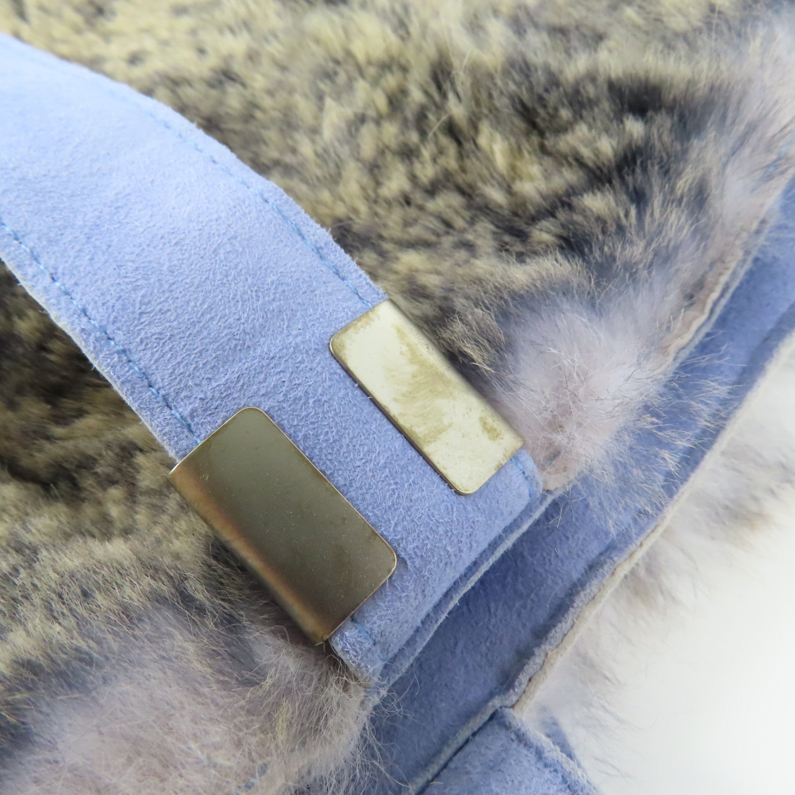 CHANEL 【激減優惠】兔毛/絨布Handbag銀扣手挽袋