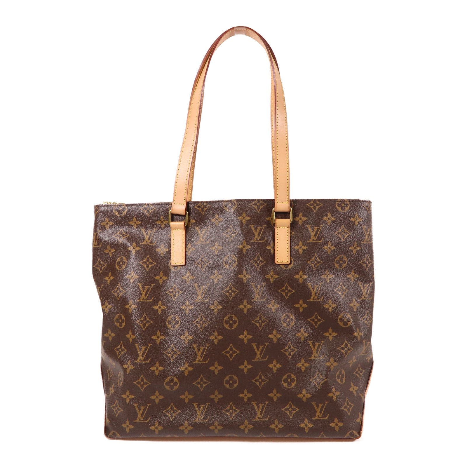 LOUIS VUITTON Monogram Cabas Mezzo金扣肩背袋棕色
