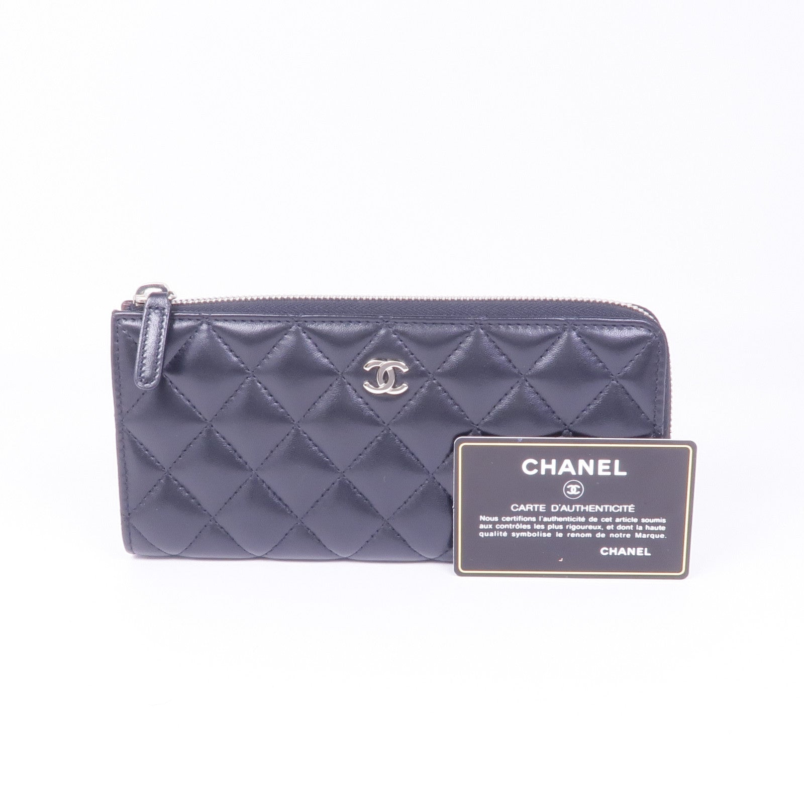 CHANEL 羊皮皮革Wallet銀扣長錢包