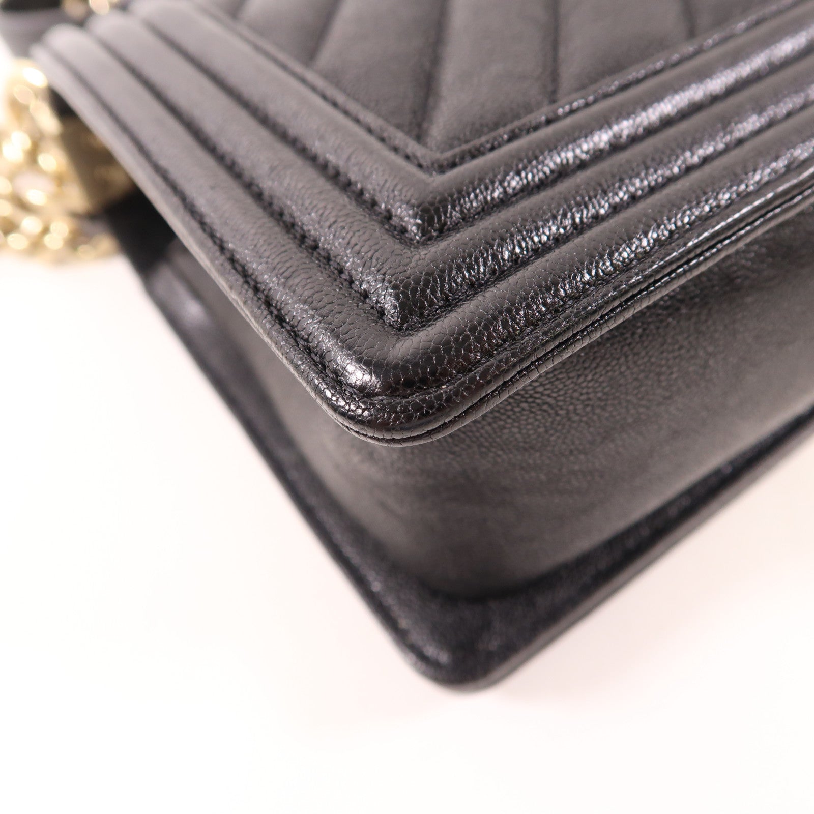 CHANEL CC GHW Boy 25 Shoulder Bag Calfskin Leather Black