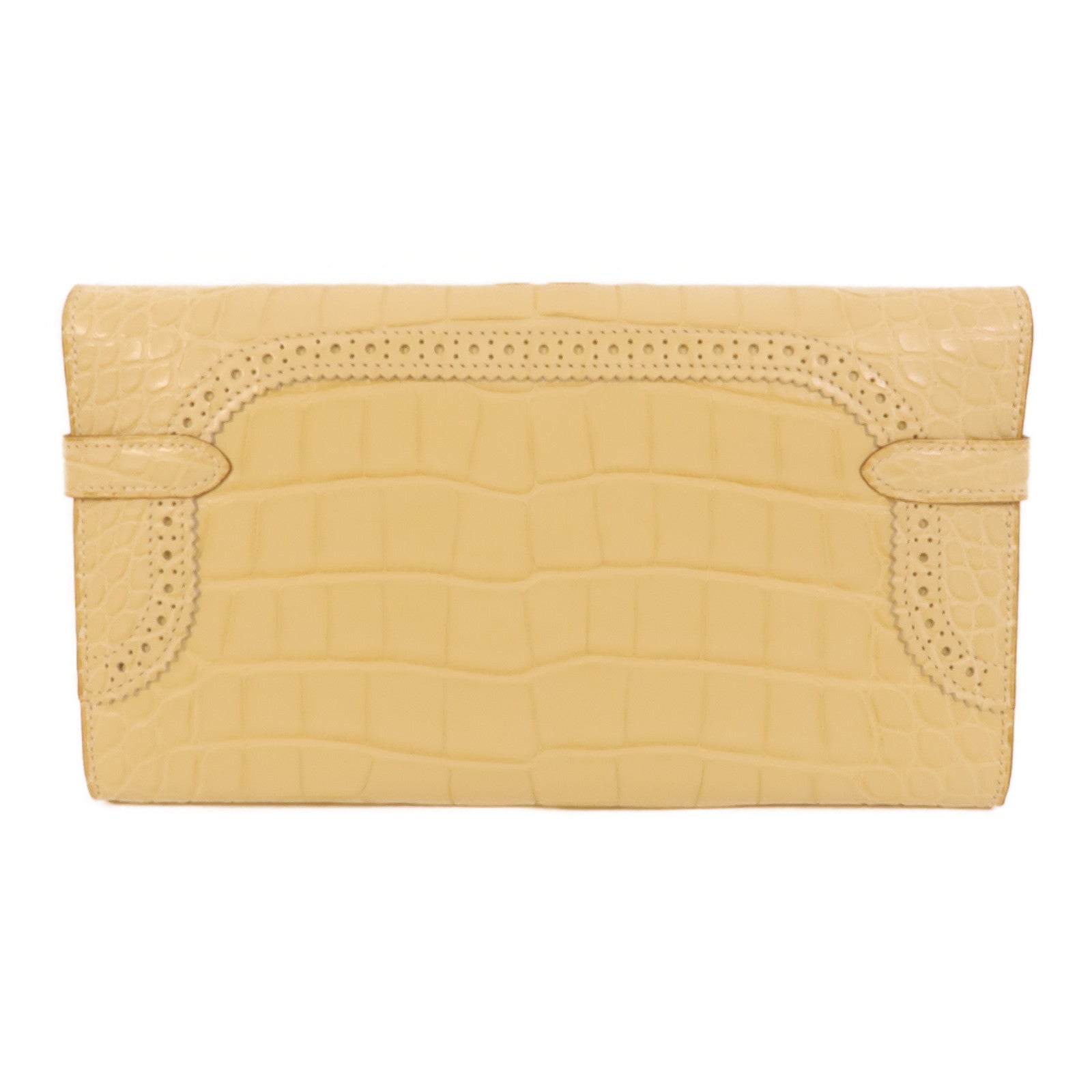 HERMES 【激減優惠】Alligator Mat皮革Kelly Ghillies Wallet Vanille