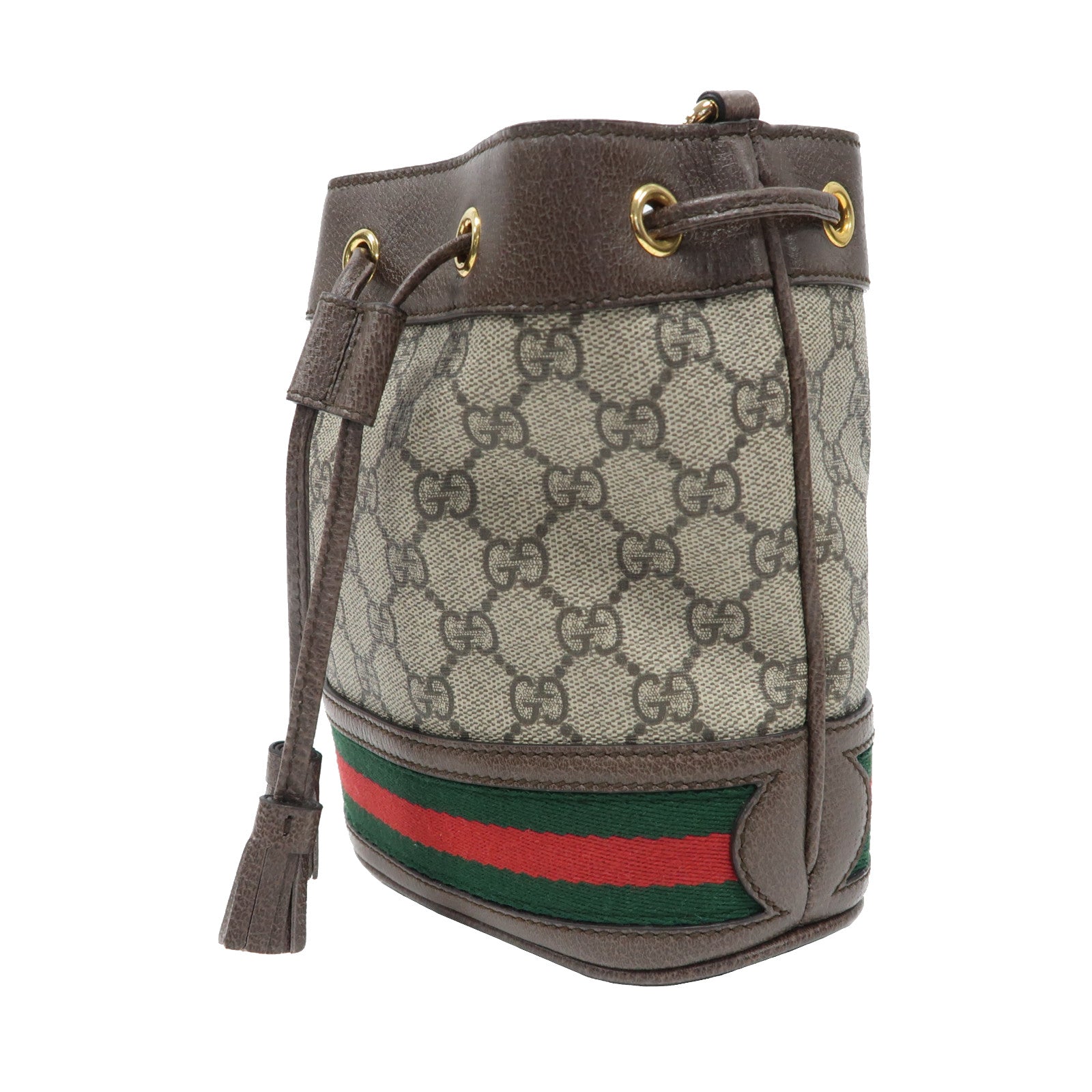 GUCCI 塗層帆布Ophidia GG Mini Bucket金扣肩背袋米色/烏木色