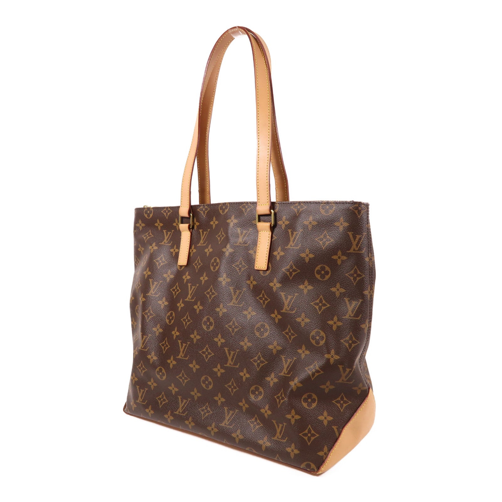 LOUIS VUITTON Monogram Cabas Mezzo金扣肩背袋棕色