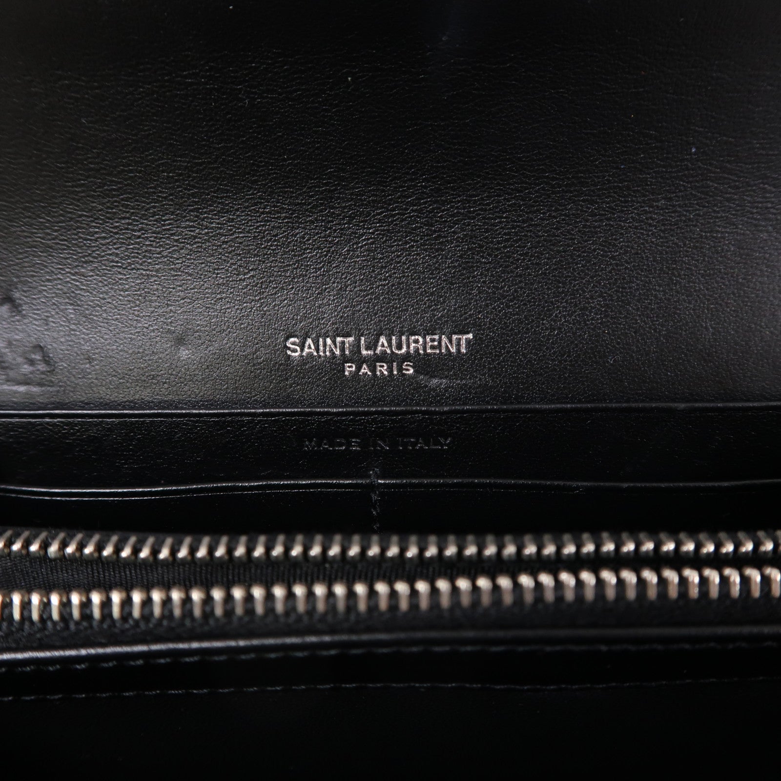 SAINT LAURENT 【激減優惠】牛皮皮革Long Wallet銀扣長錢包黑色