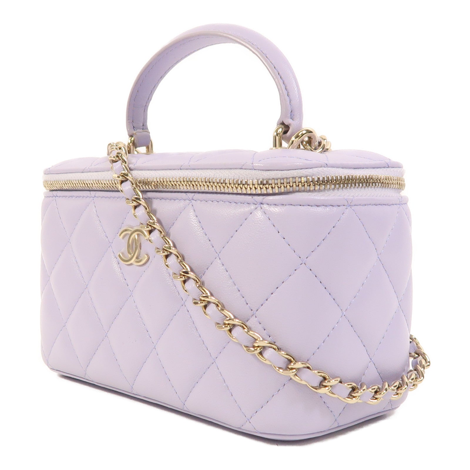 CHANEL 羊皮皮革Vanity Case金扣手挽肩背兩用袋