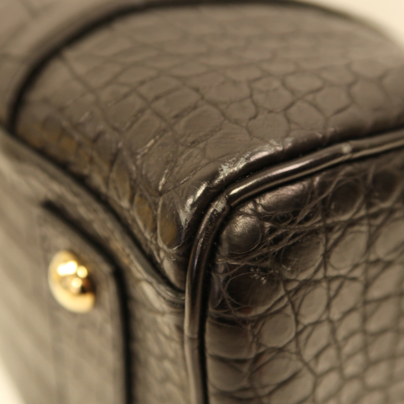 LOUIS VUITTON Alligator皮革Sofia Coppola PM金扣手挽肩背兩用袋黑色