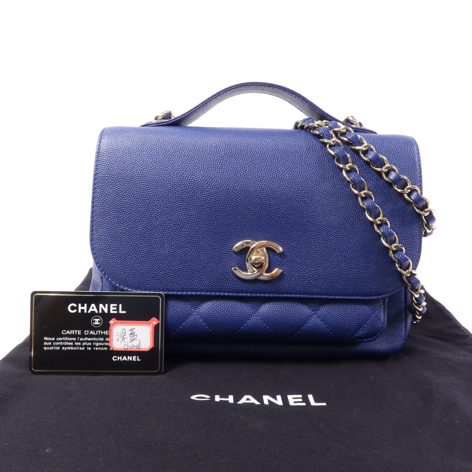 CHANEL 牛皮皮革Business Affinity金扣鏈帶肩背袋