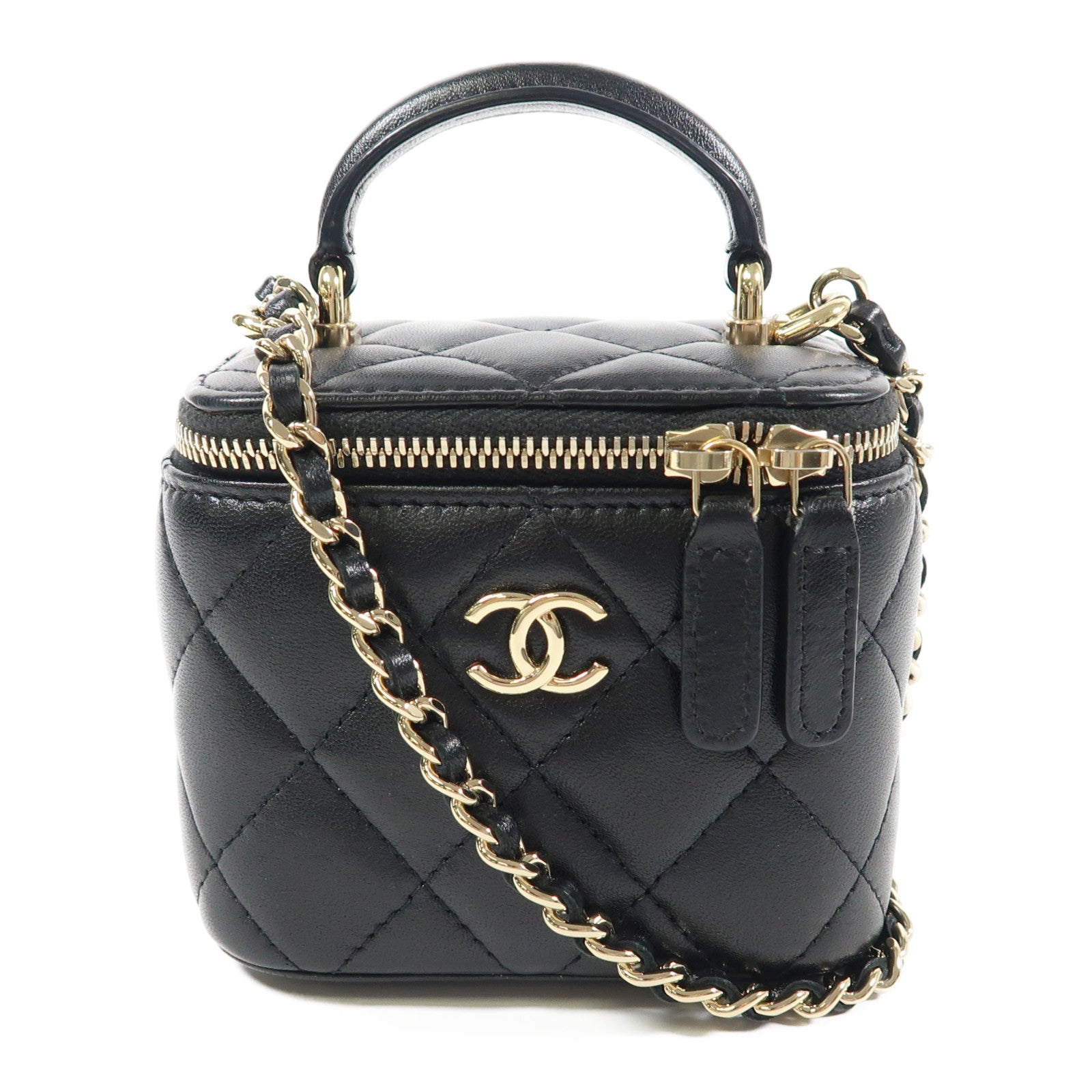 CHANEL 牛皮皮革Shoulder Bag金扣鏈帶手挽肩背兩用袋