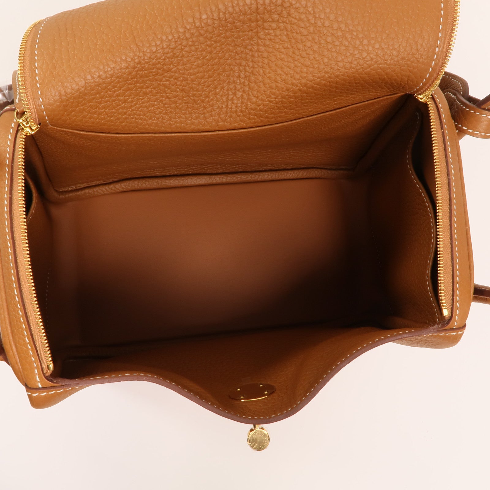HERMES Clemence皮革Lindy 26金扣手挽肩背兩用袋Gold