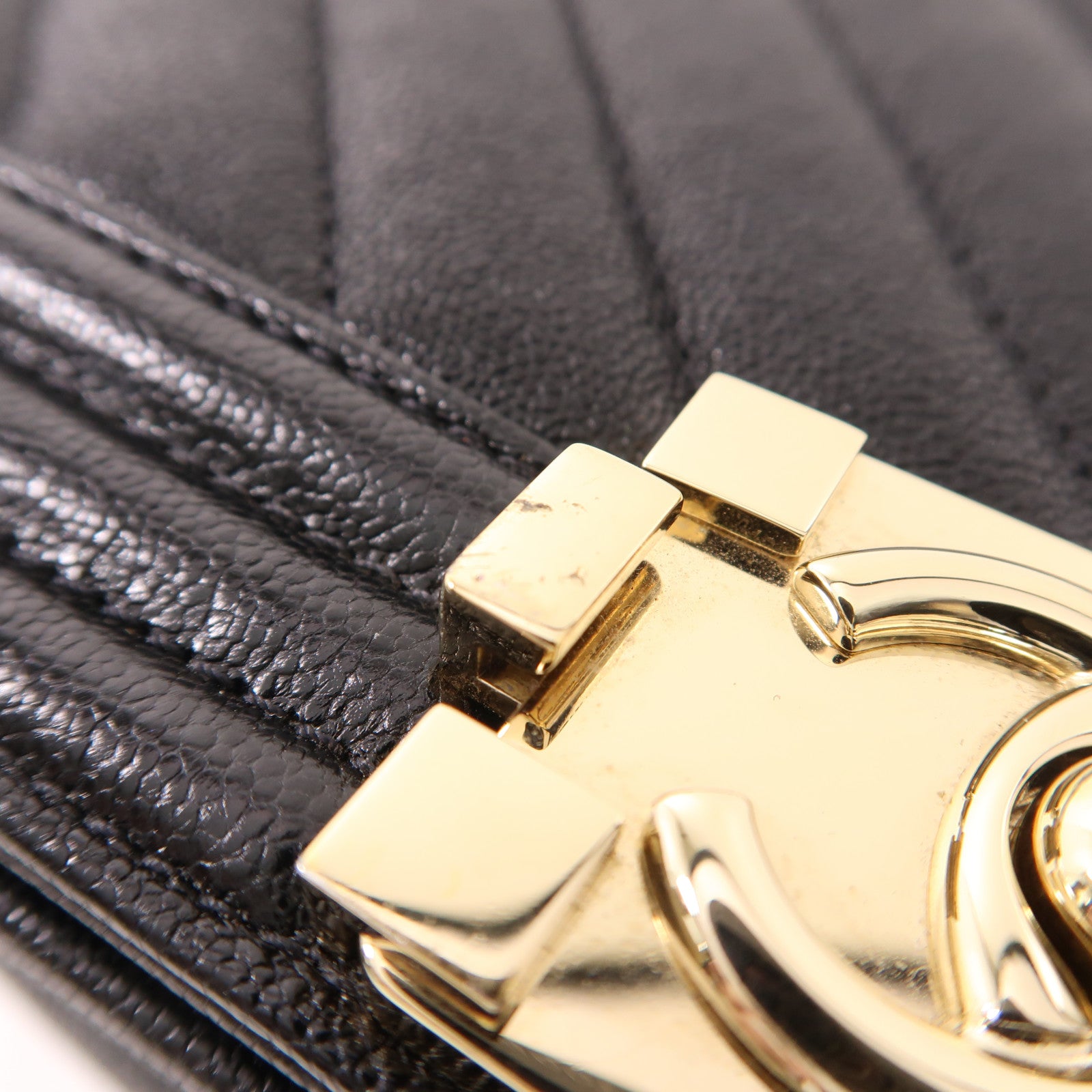 CHANEL CC GHW Boy 25 Shoulder Bag Calfskin Leather Black