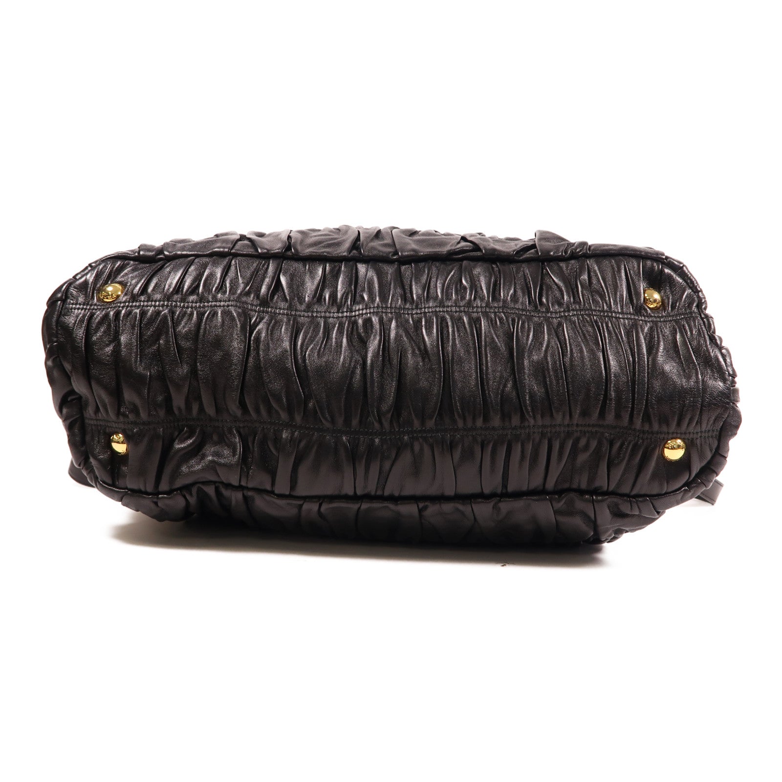 PRADA Nappa皮革Gaufre 2 Way Shoulder金扣手挽肩背兩用袋黑色