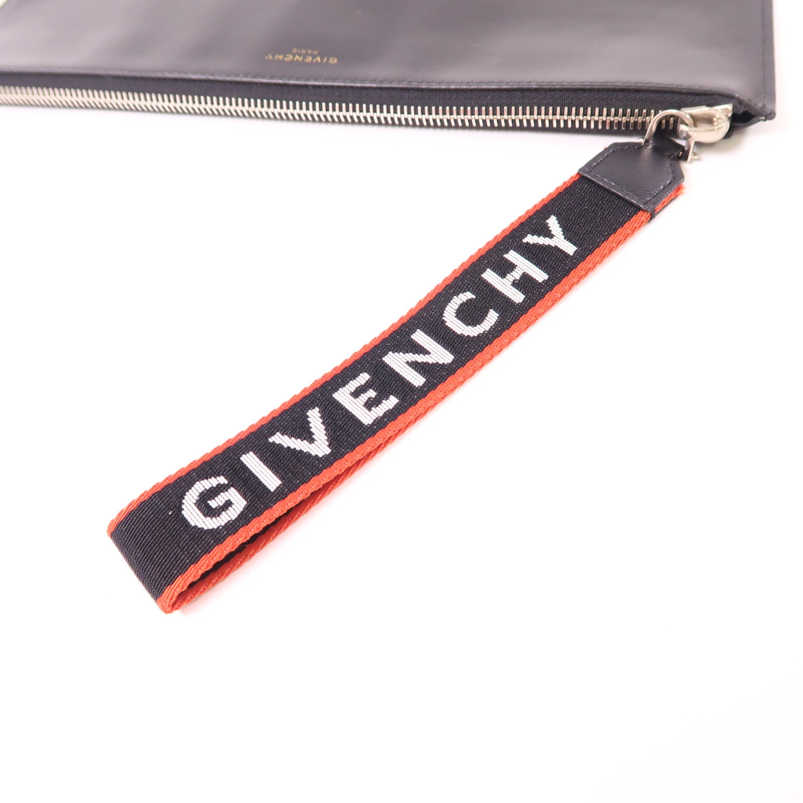 GIVENCHY SHW Hand Bag Clutch Bag Calfskin Leather Black