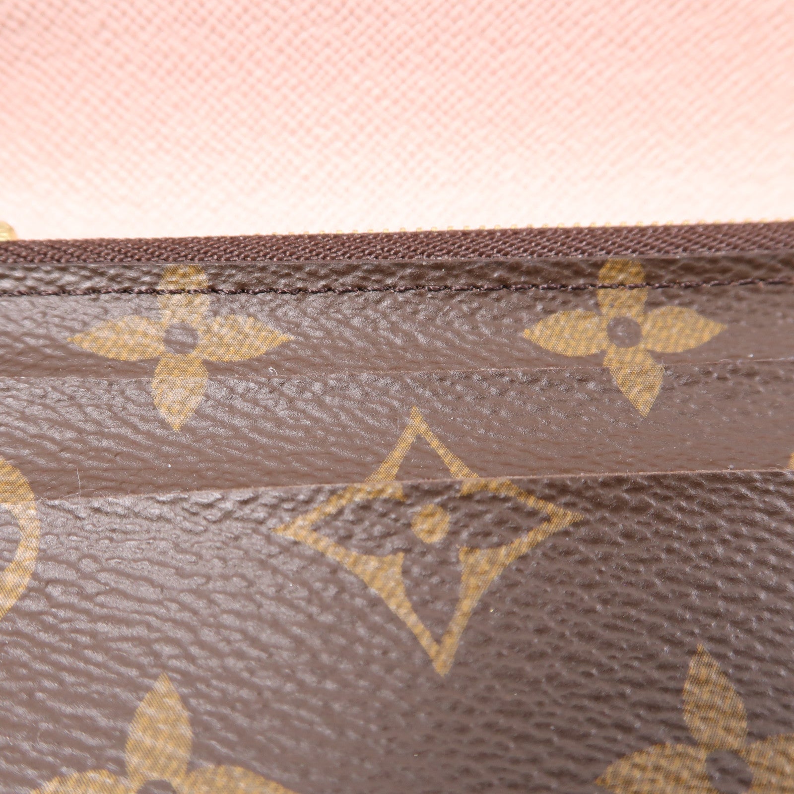 LOUIS VUITTON Monogram Emilie金扣長錢包棕色/粉紅色