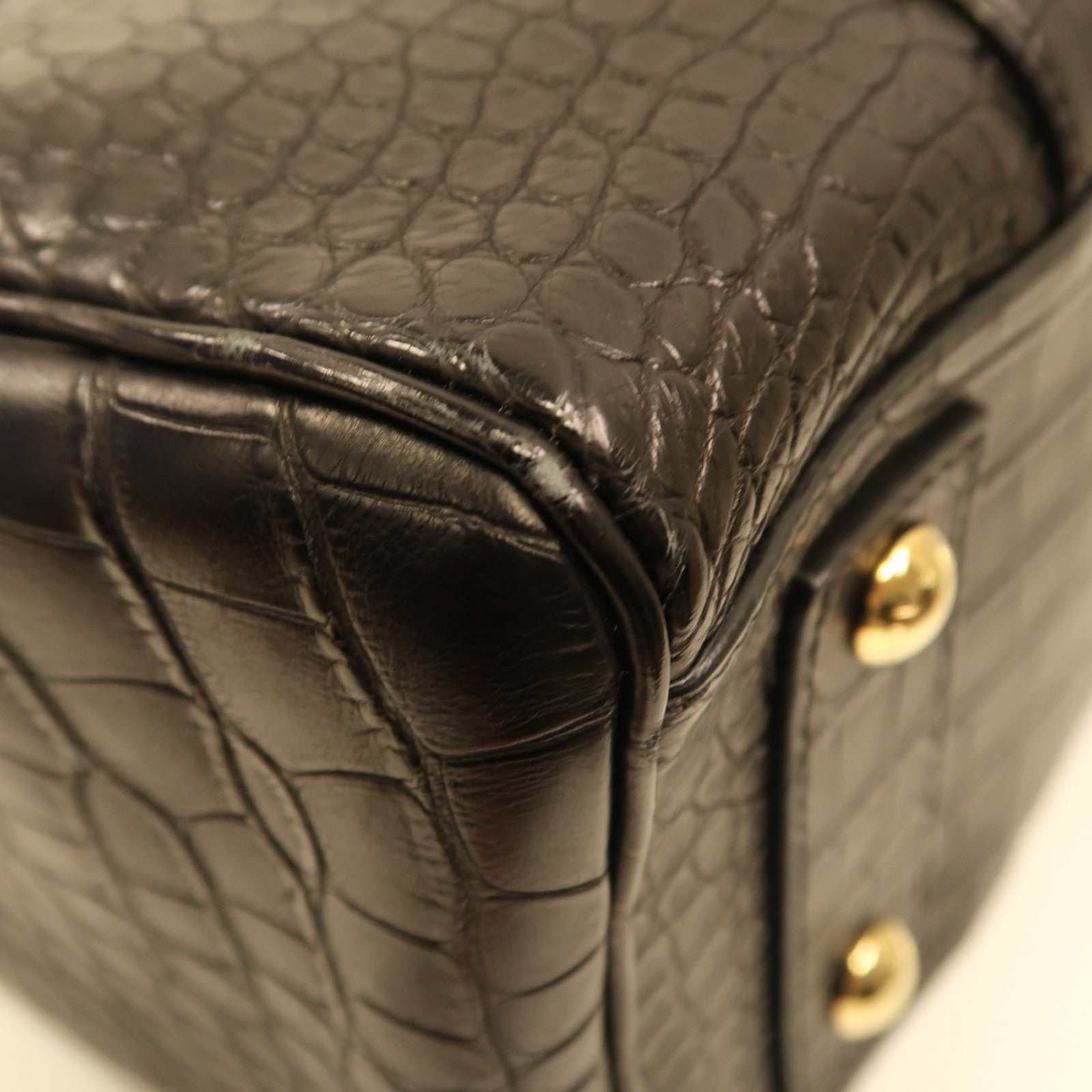 LOUIS VUITTON Alligator皮革Sofia Coppola PM金扣手挽肩背兩用袋黑色