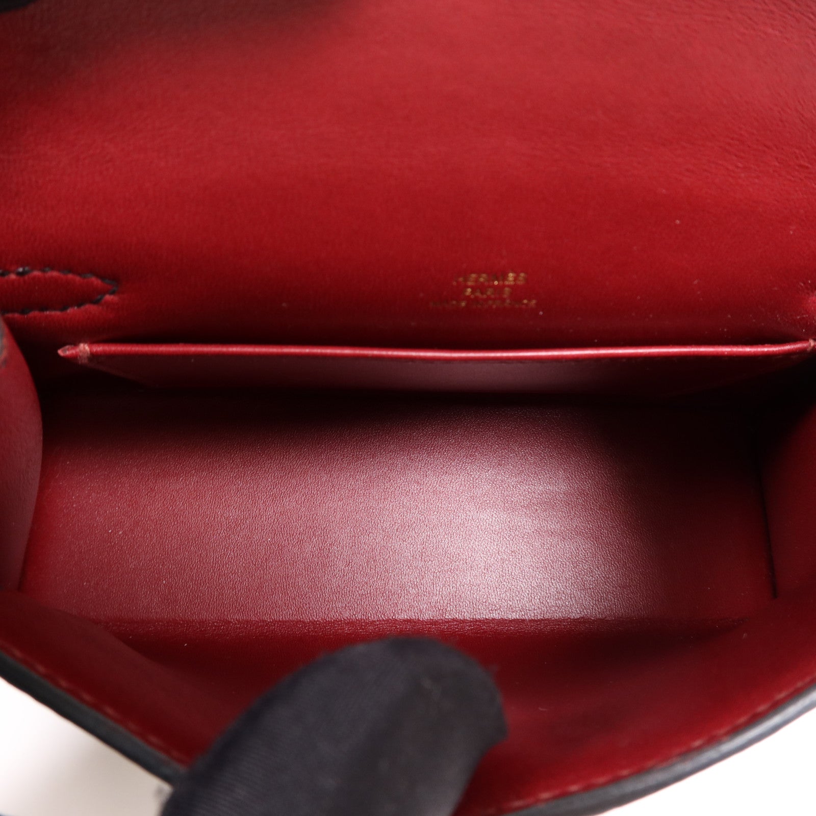 HERMES Epsom皮革Mini Kelly II金扣手挽肩背兩用袋Bleu Indigo/Noir