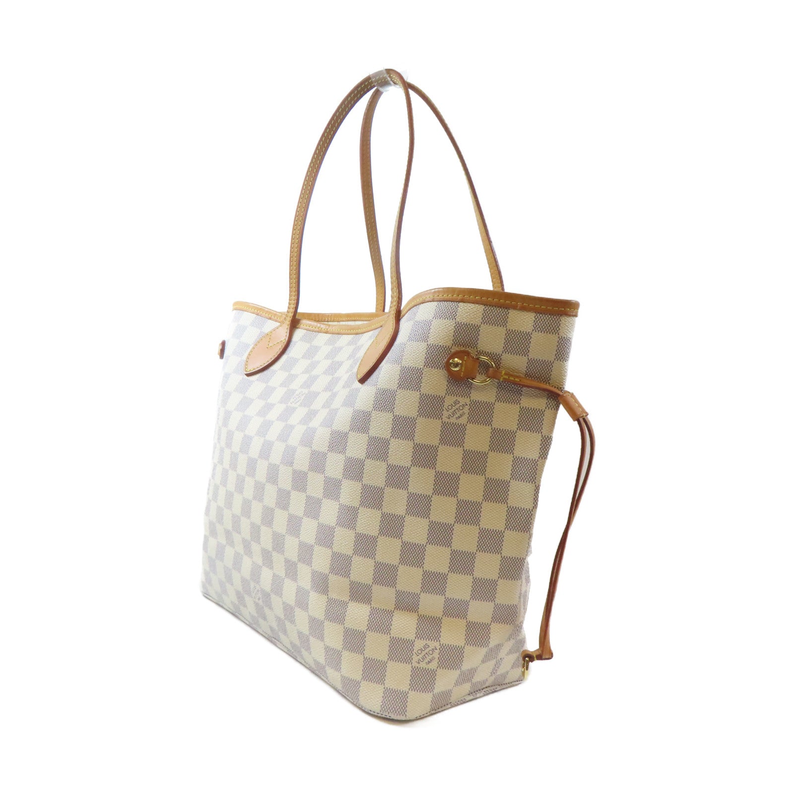 LOUIS VUITTON Damier Azur Neverfull MM金扣手挽袋米色