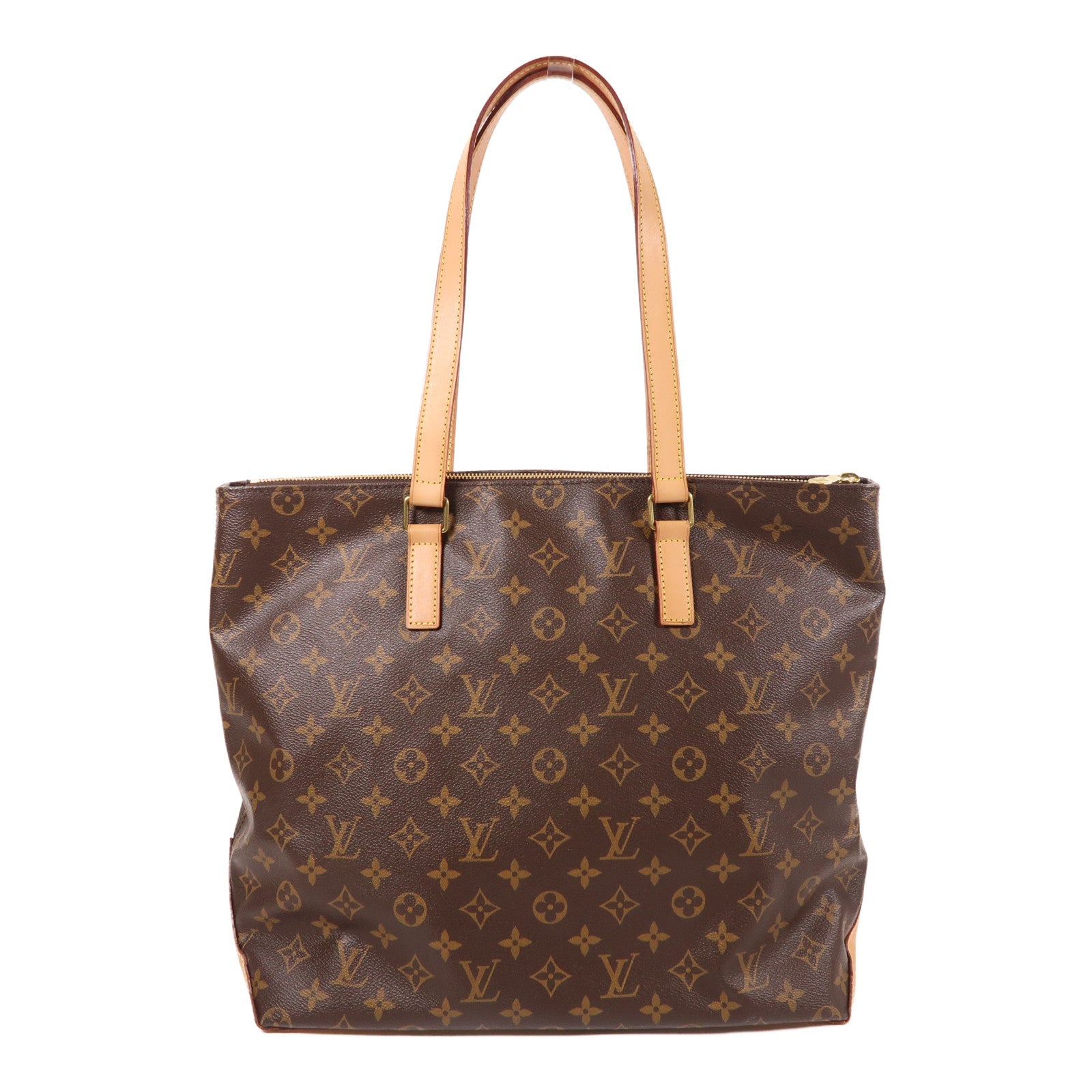 LOUIS VUITTON Monogram Cabas Mezzo金扣肩背袋棕色
