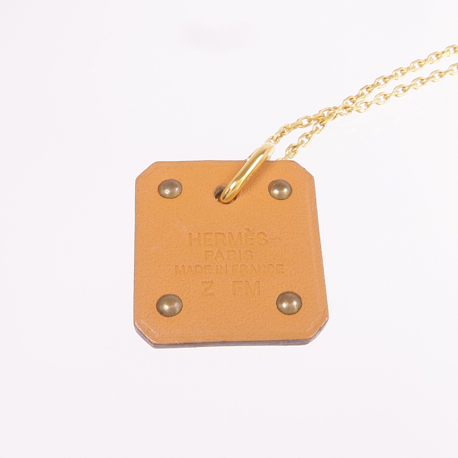 HERMES Swift皮革/鍍金As De Coeur項鍊