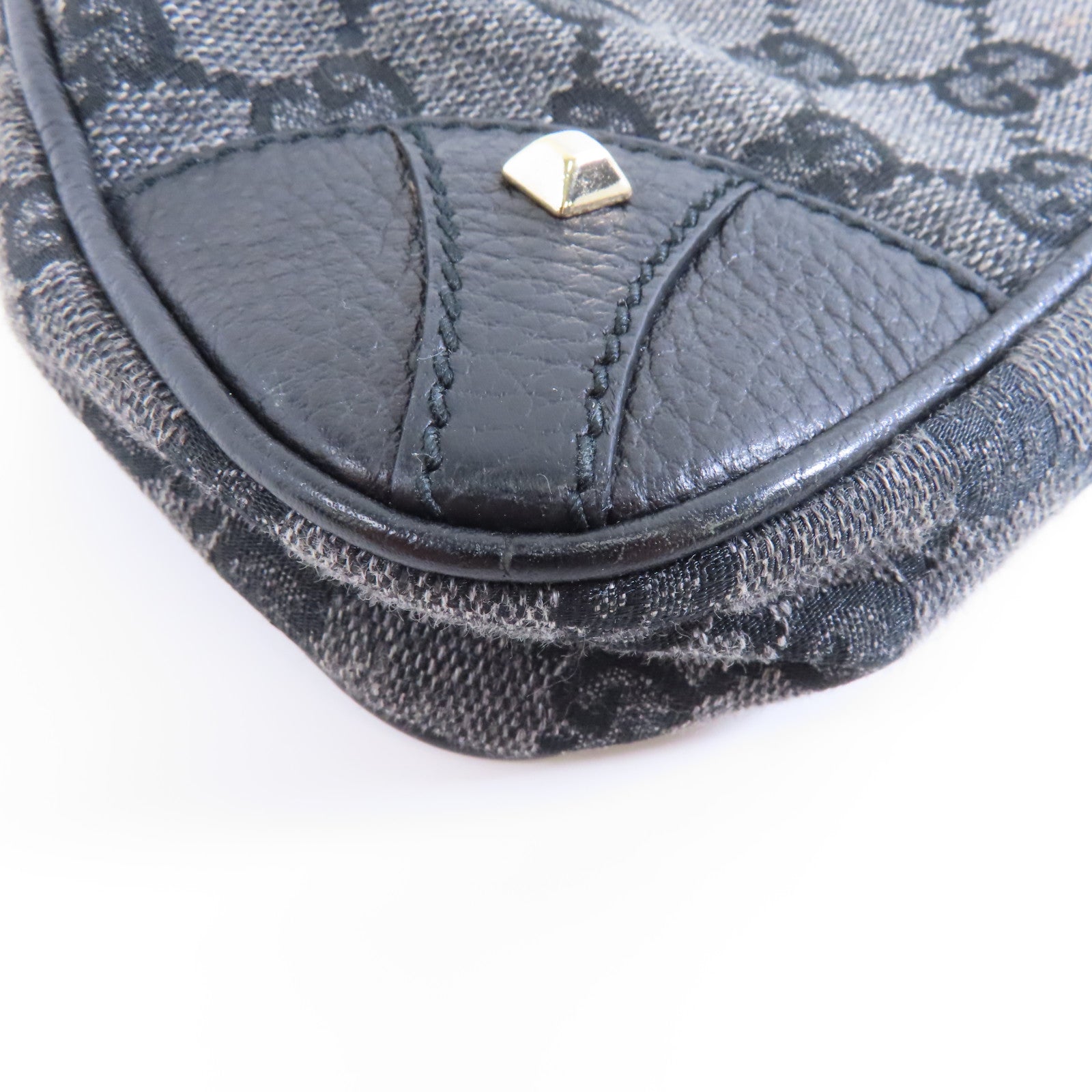 GUCCI 帆布Chain Shoulder Bag金扣鏈帶肩背袋深藍色