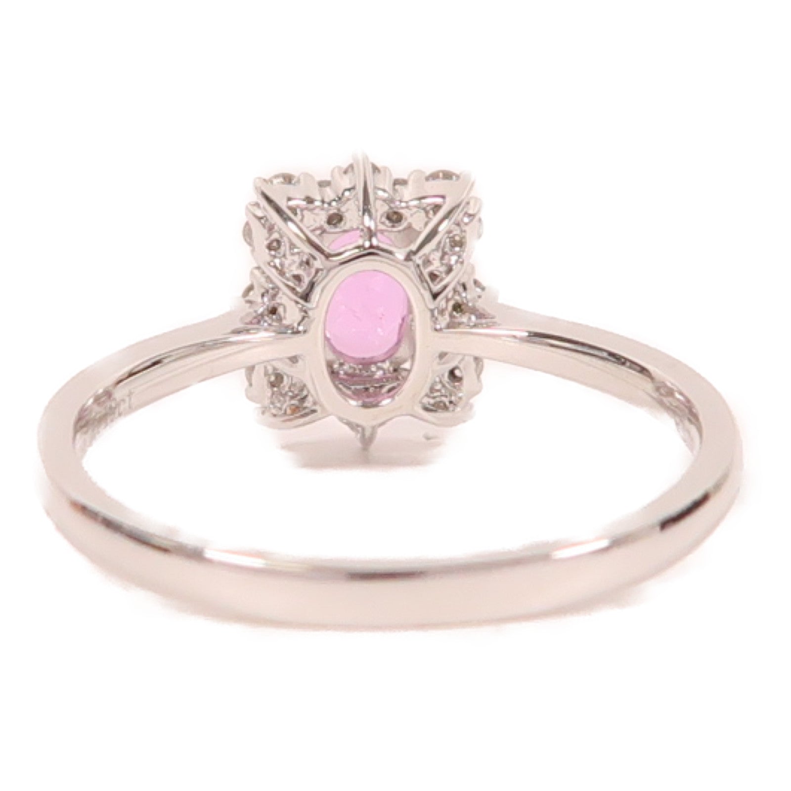 JEWELRY 18K白金Ring0.65ct粉紅色藍寶石/0.19ct鑽石戒指US#7