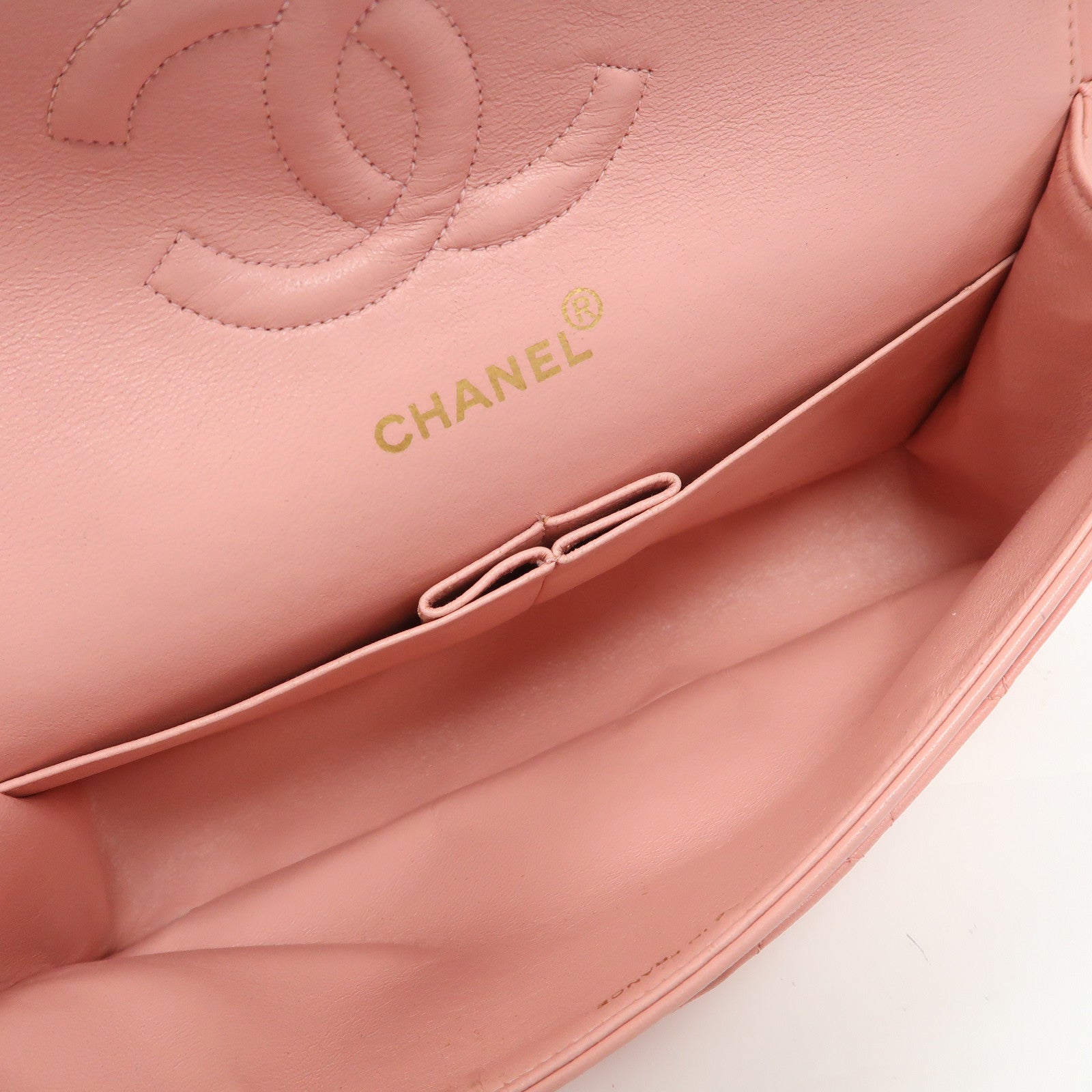 CHANEL 菱格羊皮皮革Classic Chain Shoulder Bag金扣鏈帶肩背袋粉紅色
