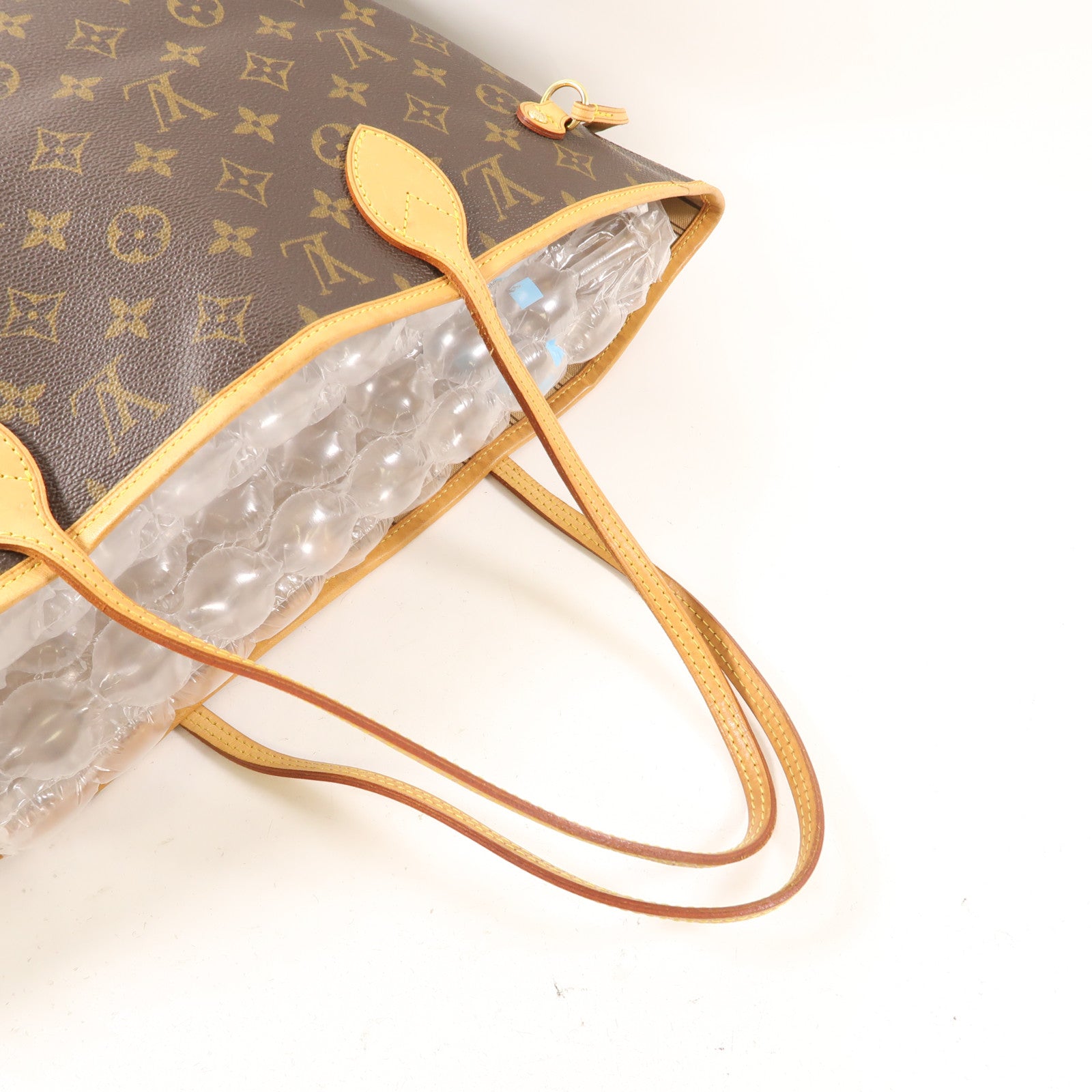 LOUIS VUITTON Monogram Neverfull MM金扣肩背袋棕色
