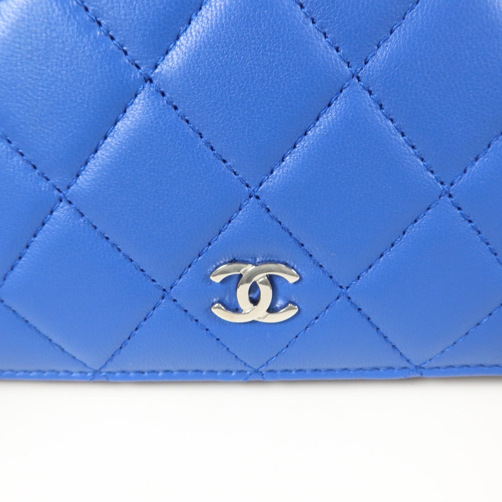 CHANEL 羊皮皮革Long Wallet銀扣長錢包