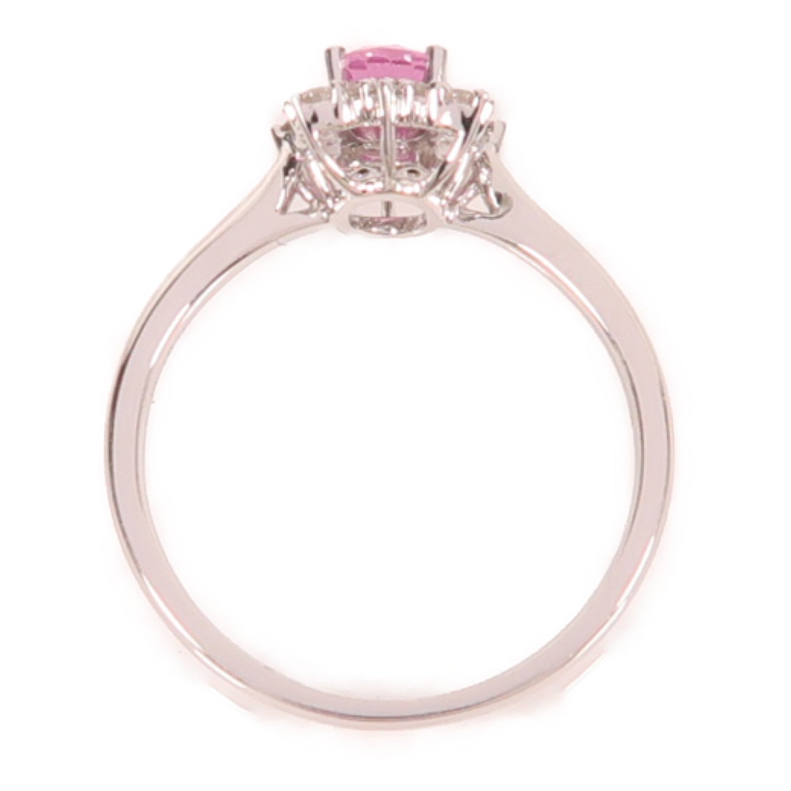 JEWELRY 18K白金Ring0.65ct粉紅色藍寶石/0.19ct鑽石戒指US#7