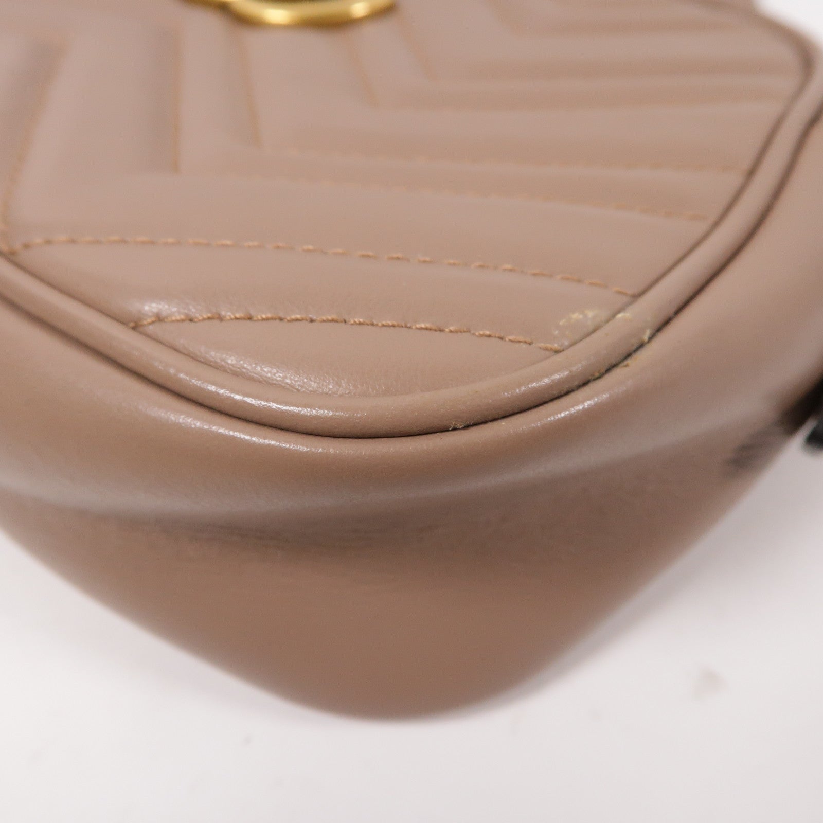 GUCCI 牛皮皮革GG Marmont Small金扣肩背袋啡色