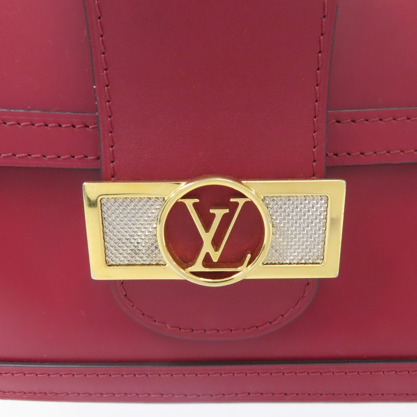 LOUIS VUITTON 【激減優惠】牛皮皮革Dauphine MM金扣肩背袋紅色