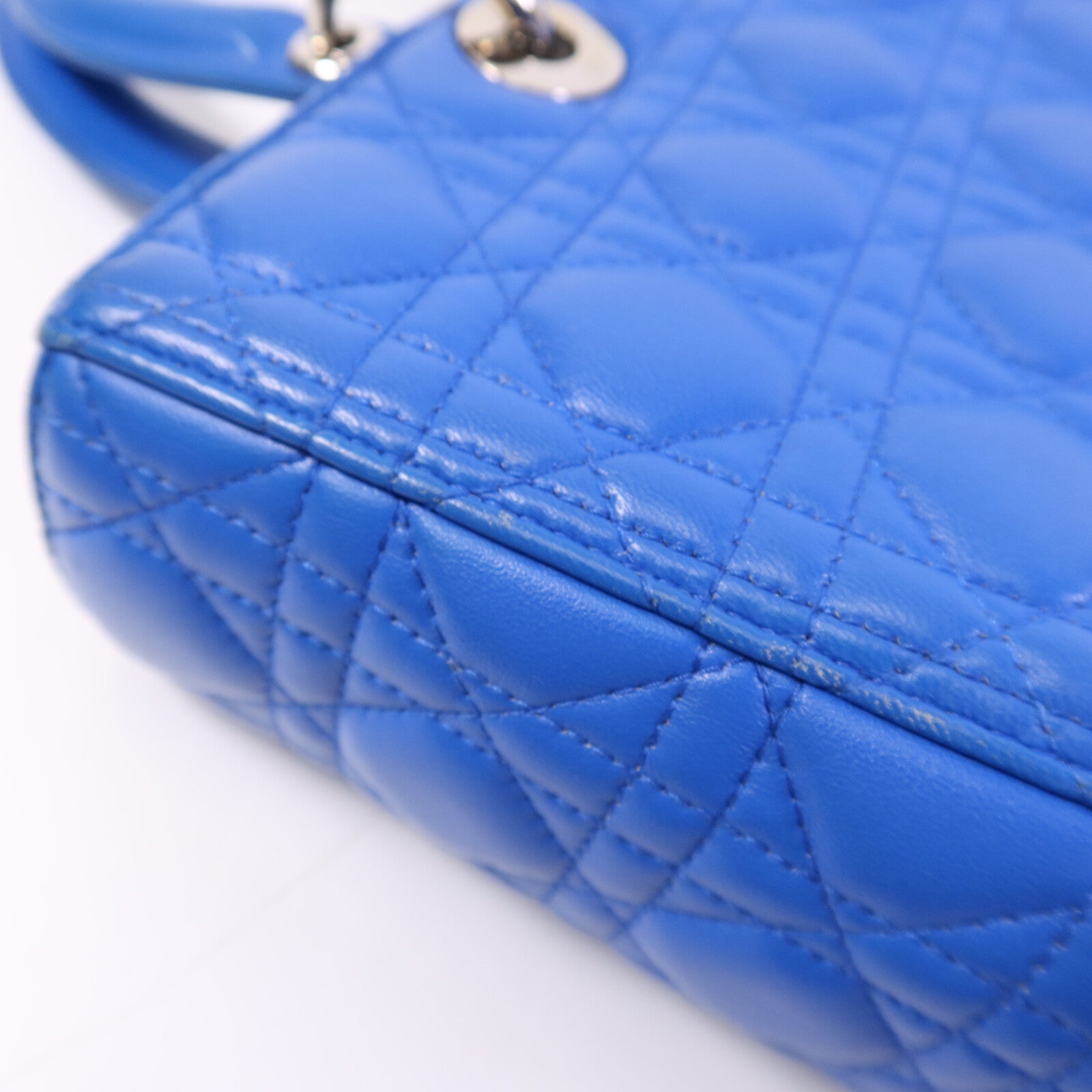 Dior 牛皮皮革Lady Dior銀扣手挽袋