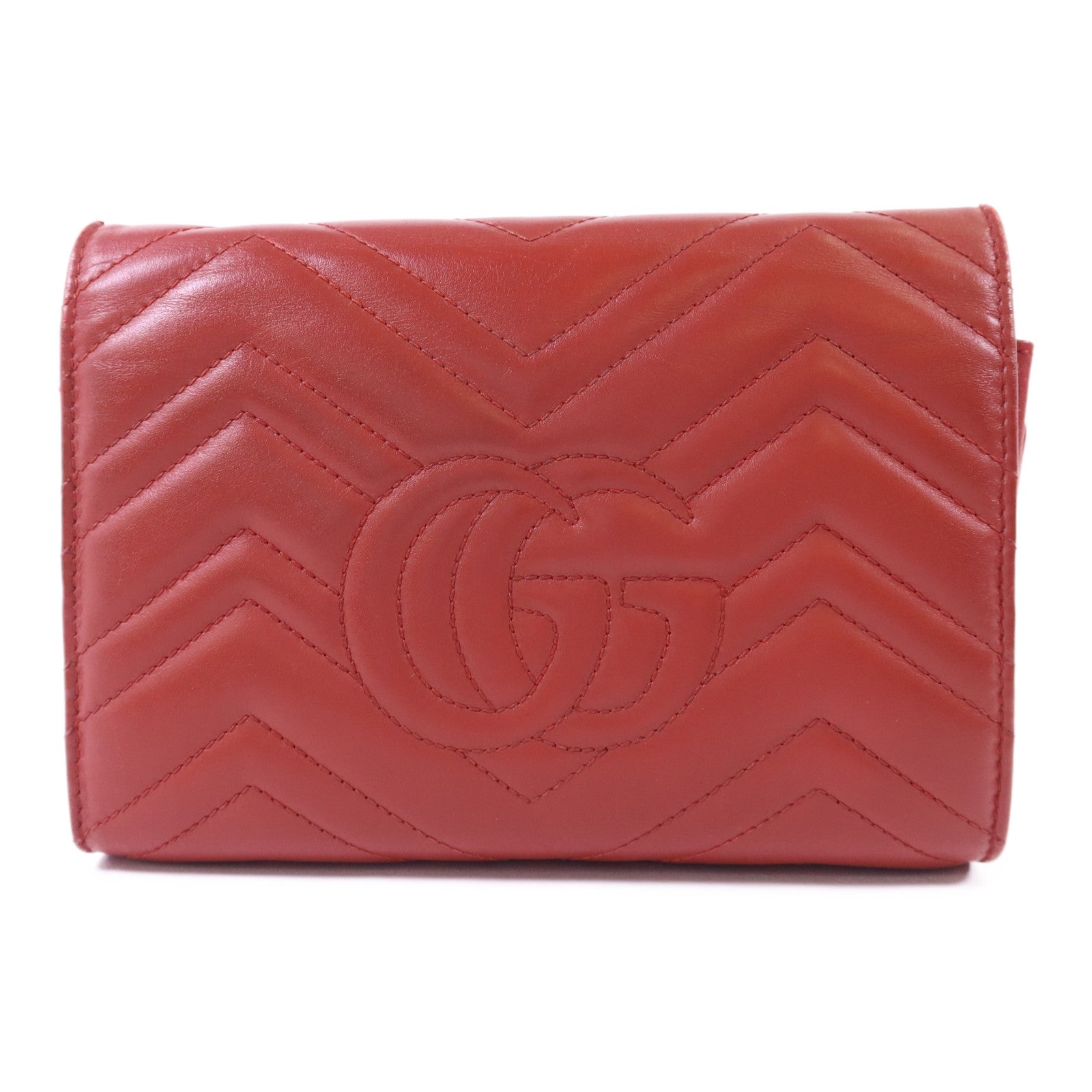 GUCCI 牛皮皮革GG Marmont金扣鏈帶肩背袋