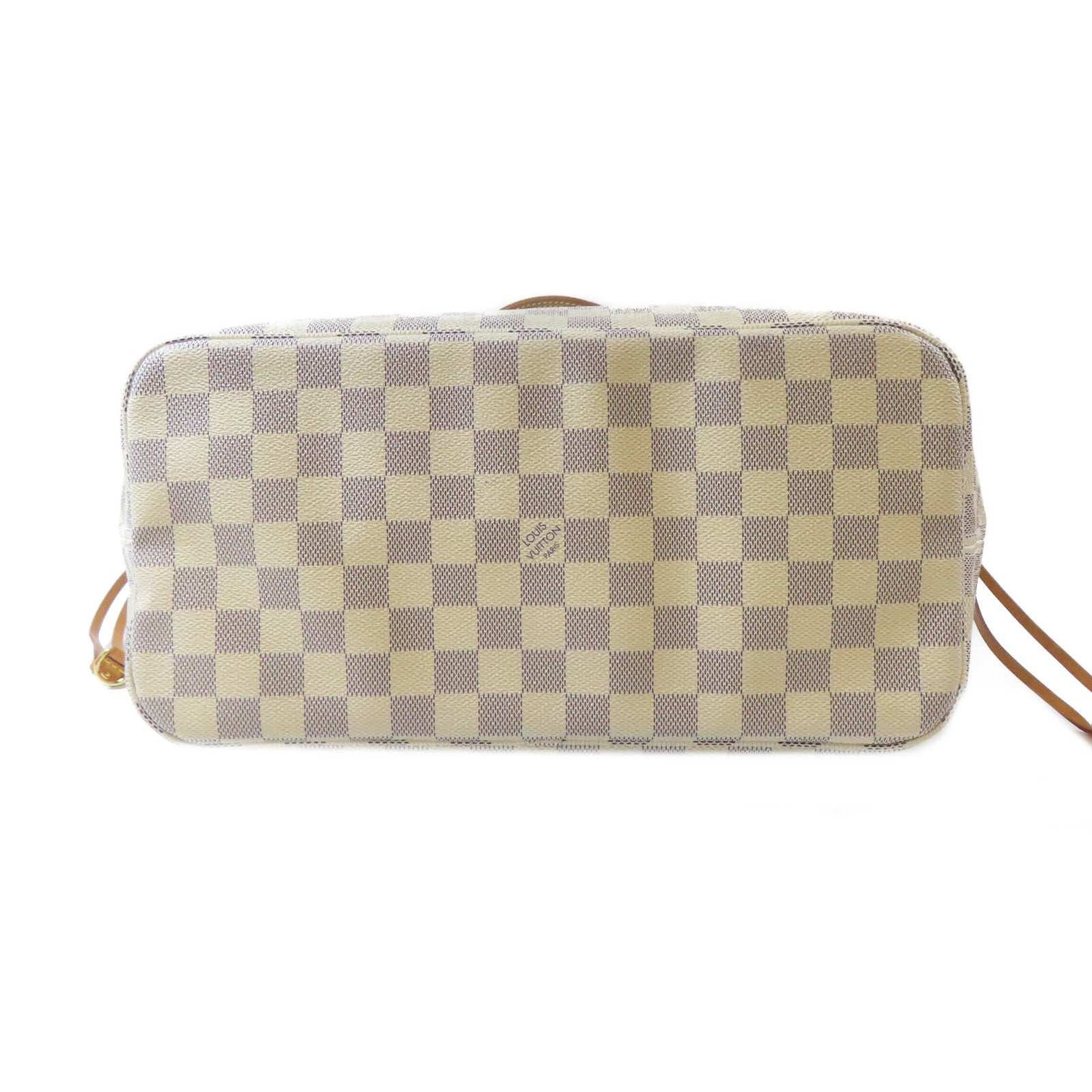 LOUIS VUITTON Damier Azur Neverfull MM金扣手挽袋米色