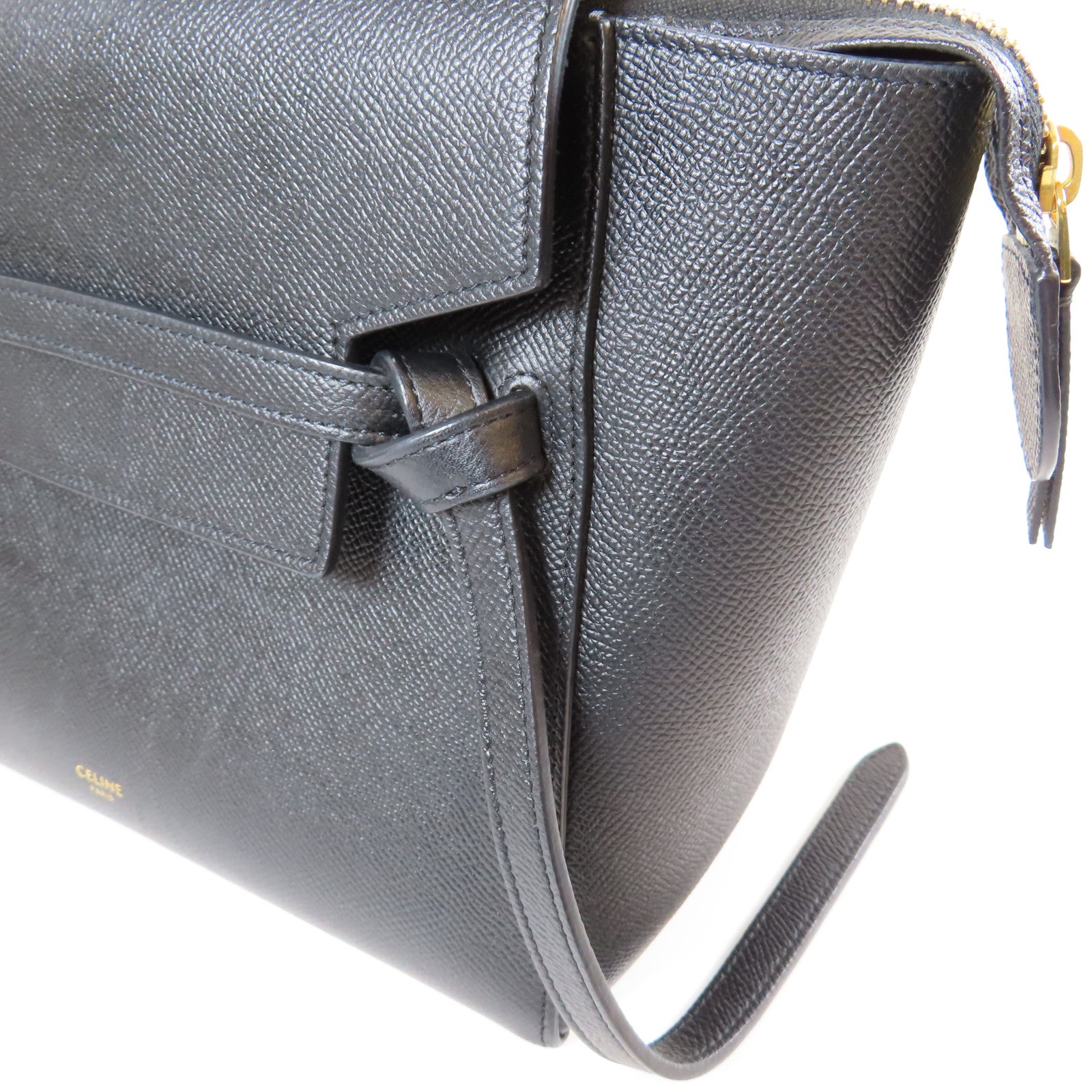 CELINE 牛皮皮革Belt Bag金扣手挽肩背兩用袋黑色