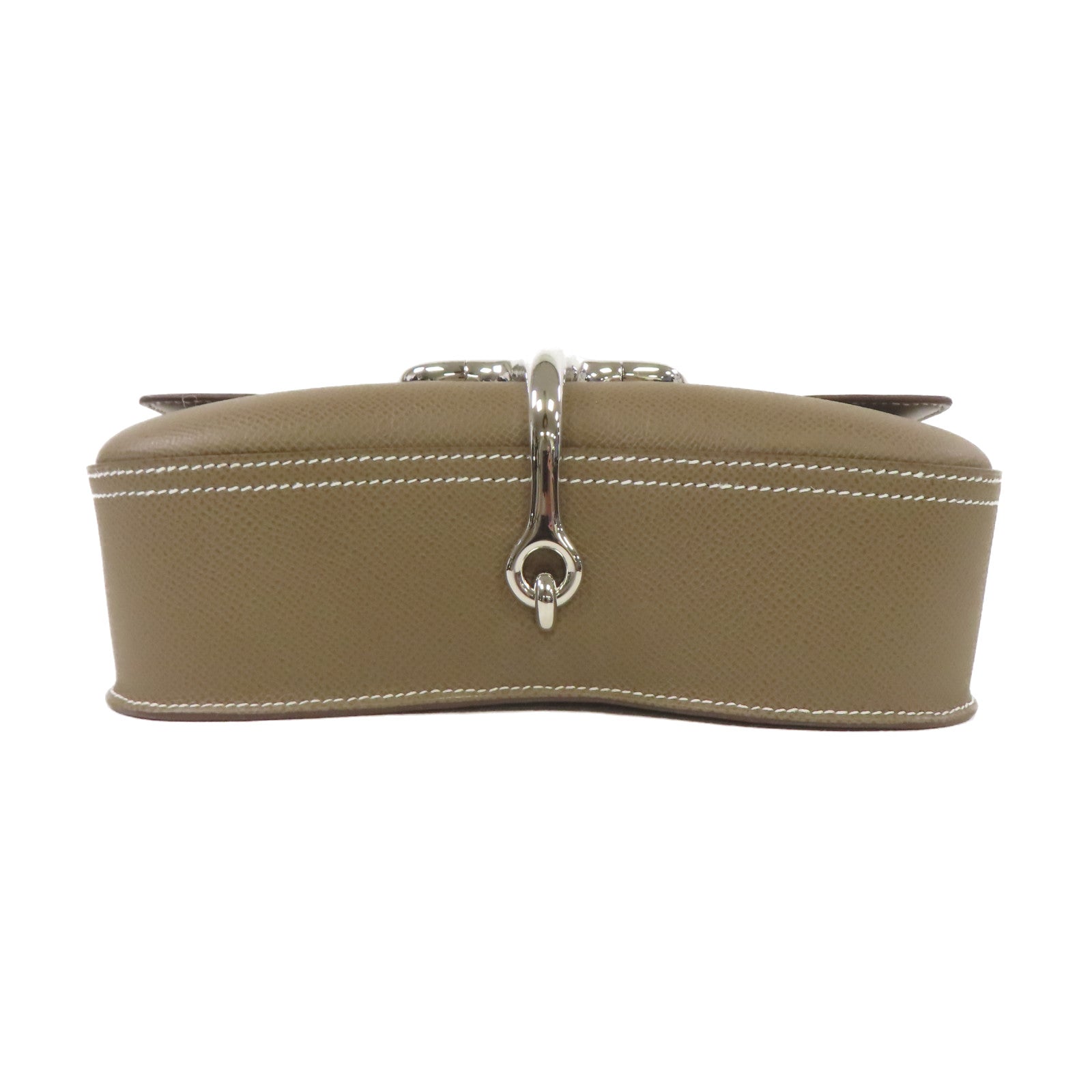 HERMES Epsom皮革Della Cavalleria Elan Shoulder Bag銀扣肩背袋大象灰色
