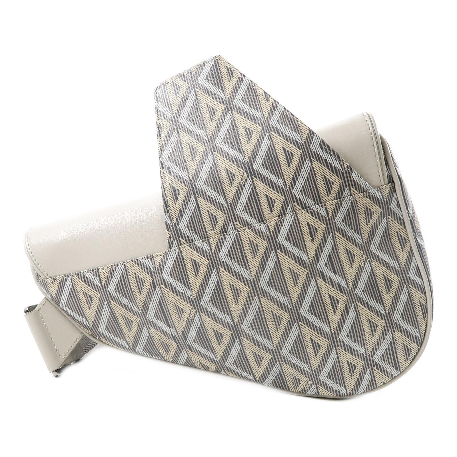 Dior 塗層帆布Men Saddle Bag銀扣肩背袋灰色