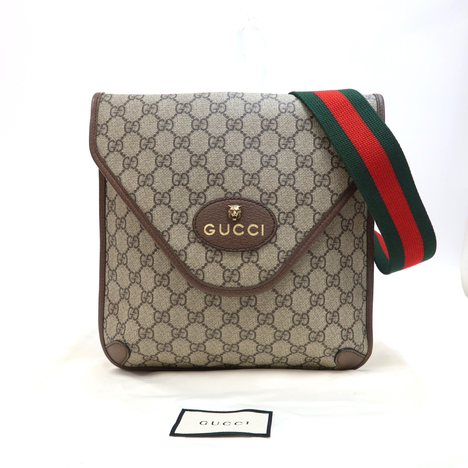 GUCCI 【激減優惠】塗層帆布Rajah金扣肩背袋啡色