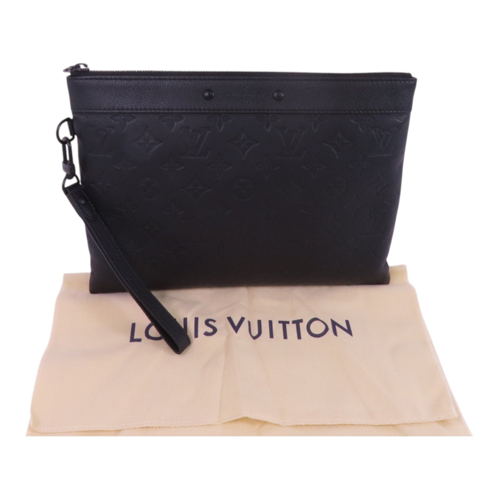 LOUIS VUITTON Monogram Shadow Pochette To-Go銀扣手拿包