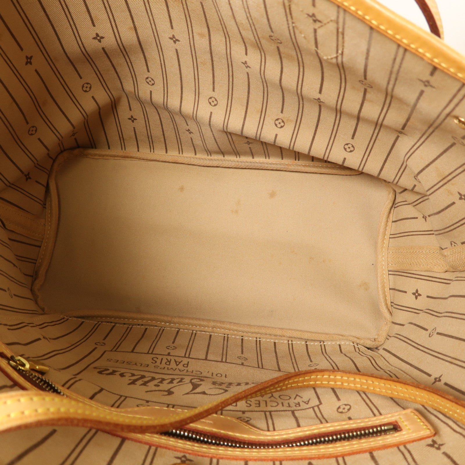 LOUIS VUITTON Monogram Neverfull MM金扣肩背袋棕色
