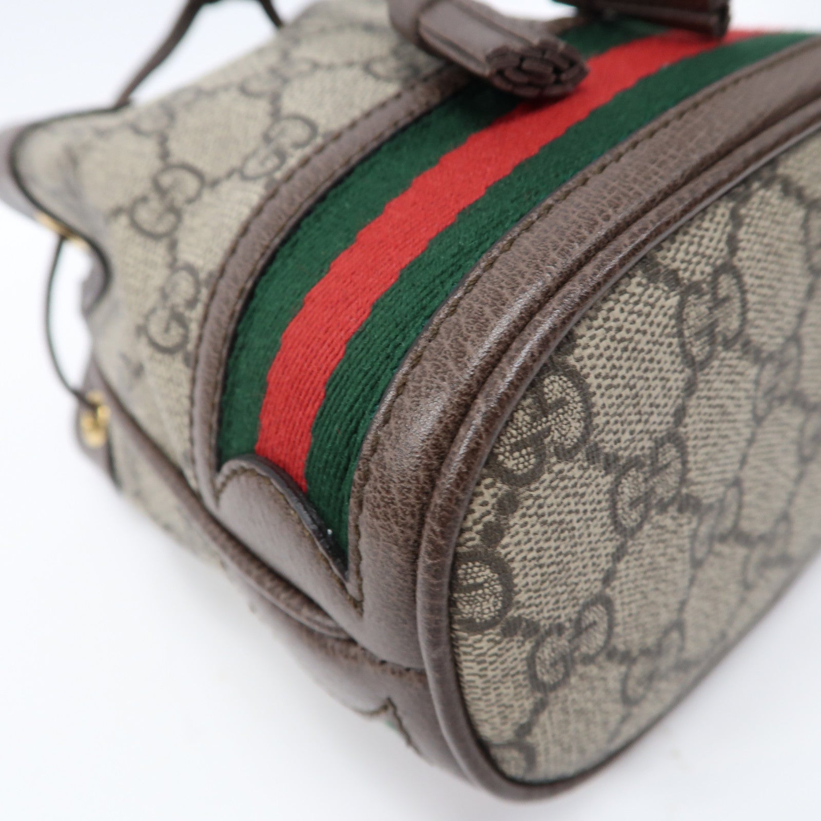 GUCCI 塗層帆布Ophidia GG Mini Bucket金扣肩背袋米色/烏木色